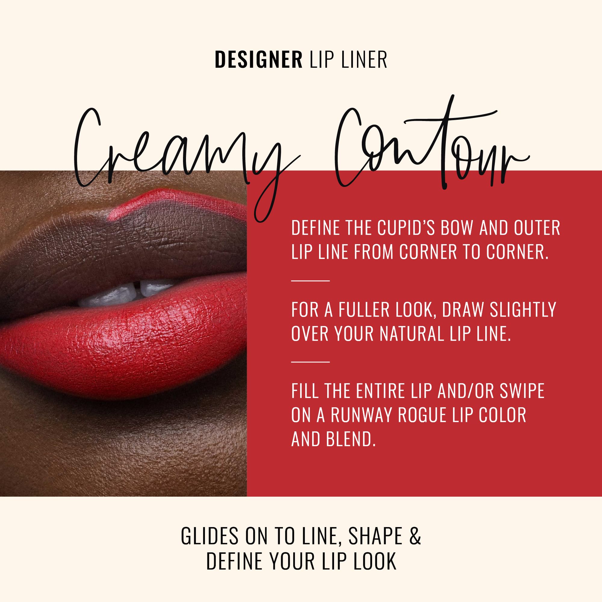 Runway Rogue Lápiz De Labios Designer Liner, Lápiz De Labios Rojo Mate Clásico Y Sacapuntas, 'Statement Piece'