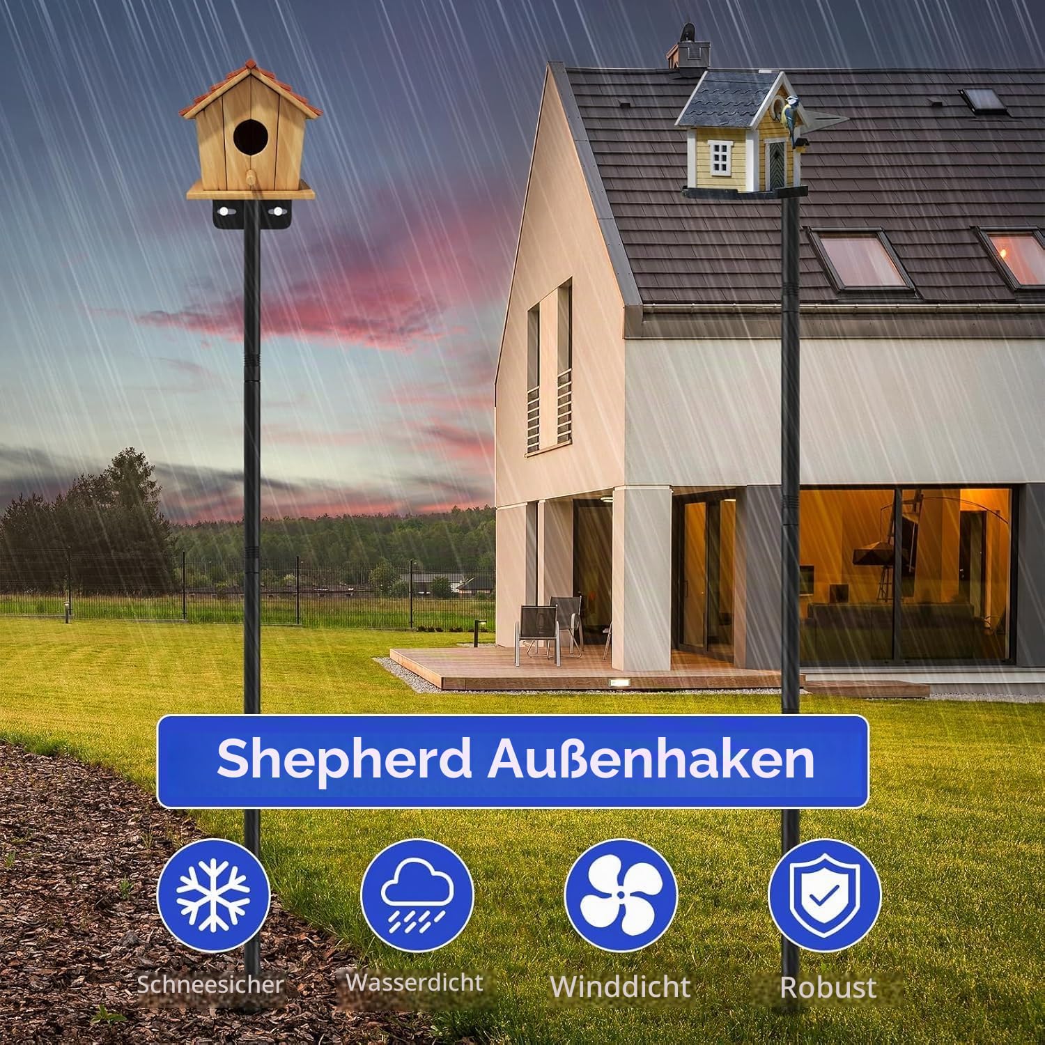 2 Pack 230CM Regulierbarer Vogelfutterständer, geeignet für Futterstellen und Vogelhäuser, Wetterstation, Robustes, rostfreies Design, verbessert die Außenlandschaft und das Vogelbeobachtungserlebnis