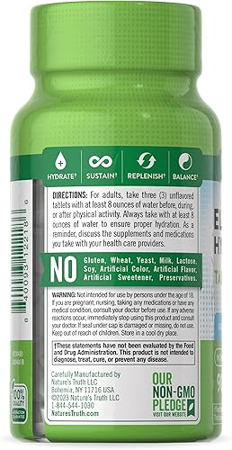 Miniatura 8 de Nature's Truth Tabletas de electrolitos  Sin azúcar  90 unidades  Suplemento de hidratación vegano, sin OMG y sin gluten  con minerales