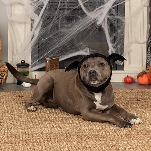 Miniatura 2 de Furhaven Sombrero para perro mediano, lavable y acogedor - Disfraz de sombrero de murciélago negro de felpa de piel sintética de ajuste flexible -