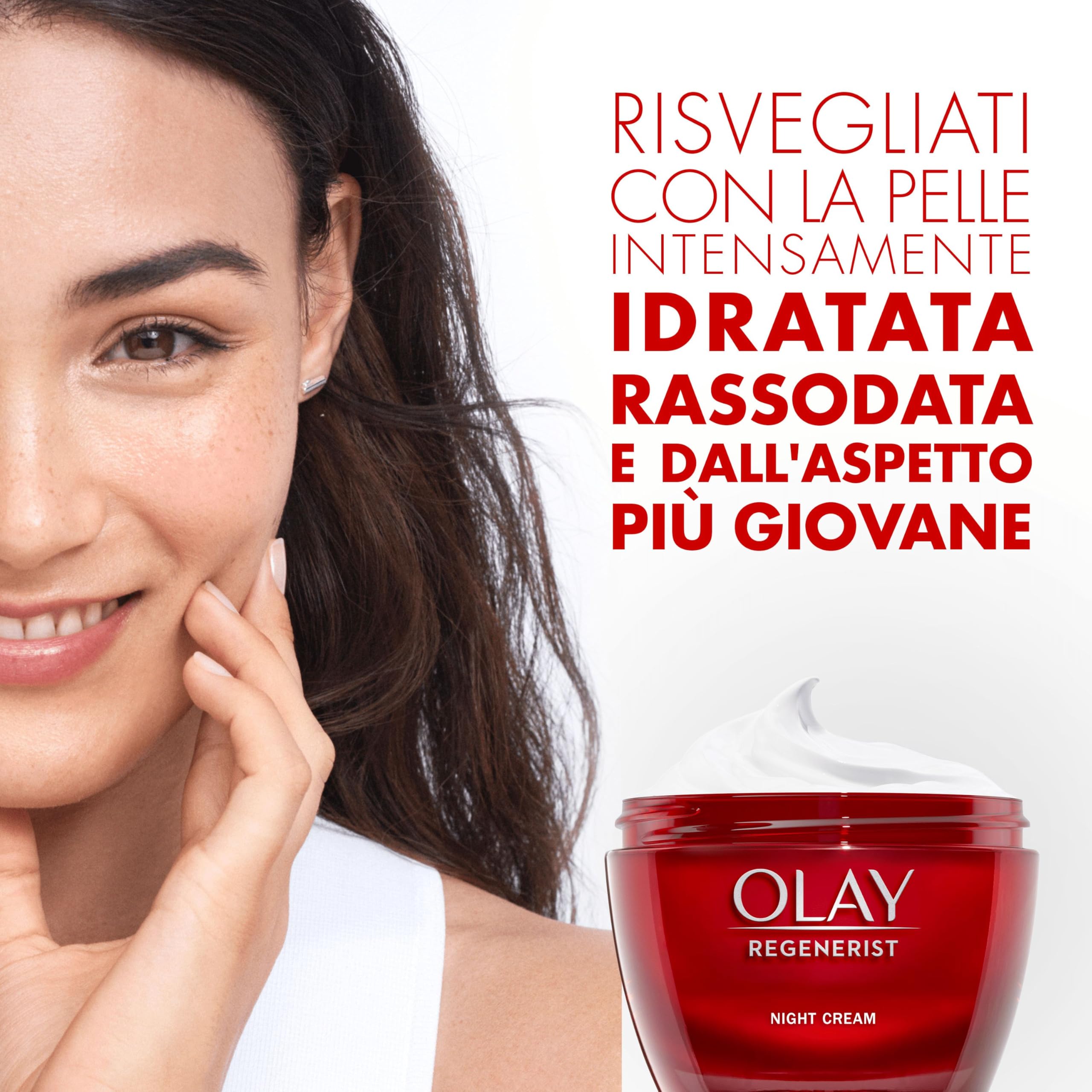 Olay Regenerist Crema Viso Notte. Crema Idratante Attiva Antirughe e Rassodante per la Cura della Pelle con Niacinamide e Peptidi Anti-Età. Rassoda, Rigenera e Idrata. Senza Profumo. 50 ml