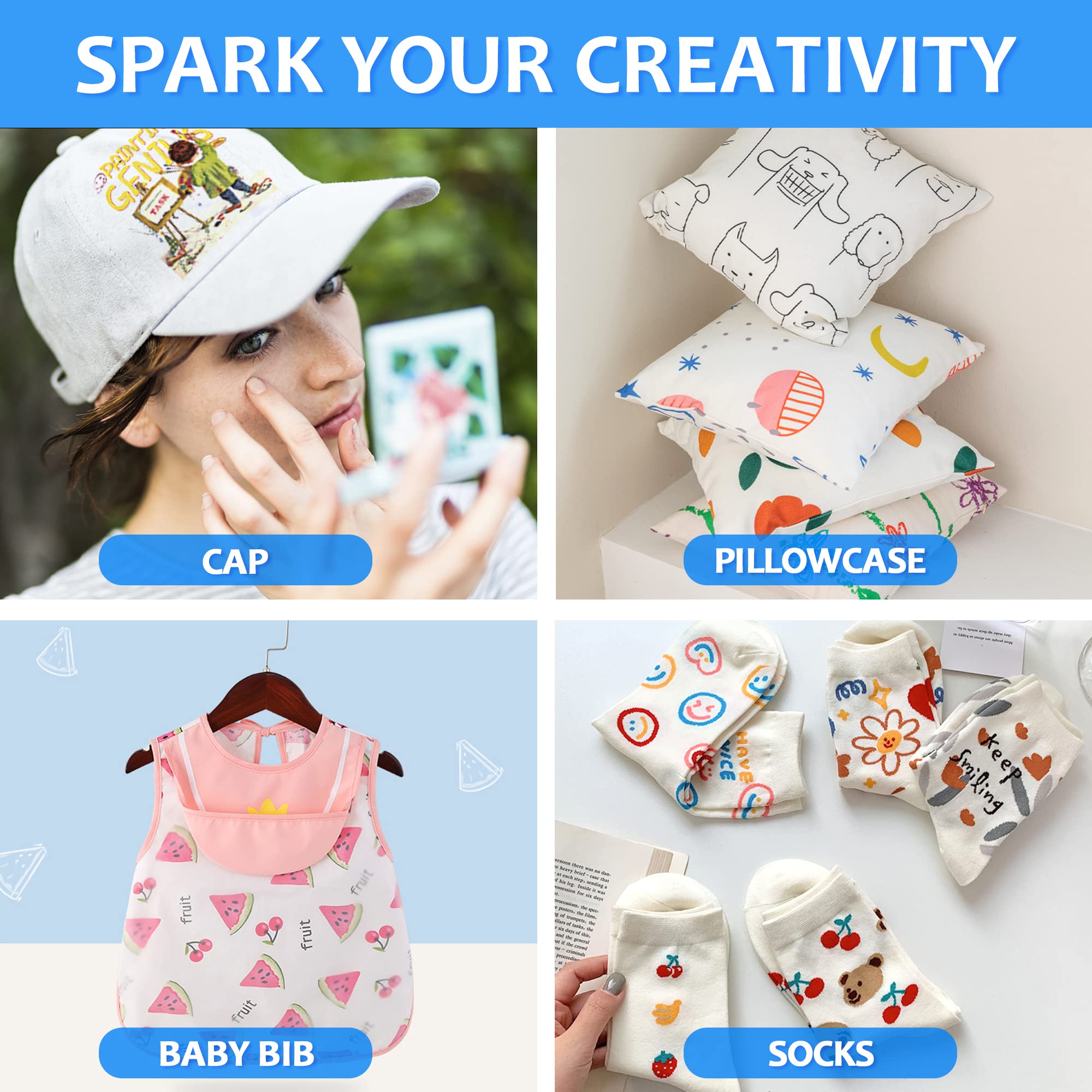 Shuttle Art Dual Tip Fabric Markers, 30 Colors Permanent No Bleed Pens for T-Shirts Sneakers, Non-Toxic & Child Safe for Kids Adult Painting Writing - Image 7