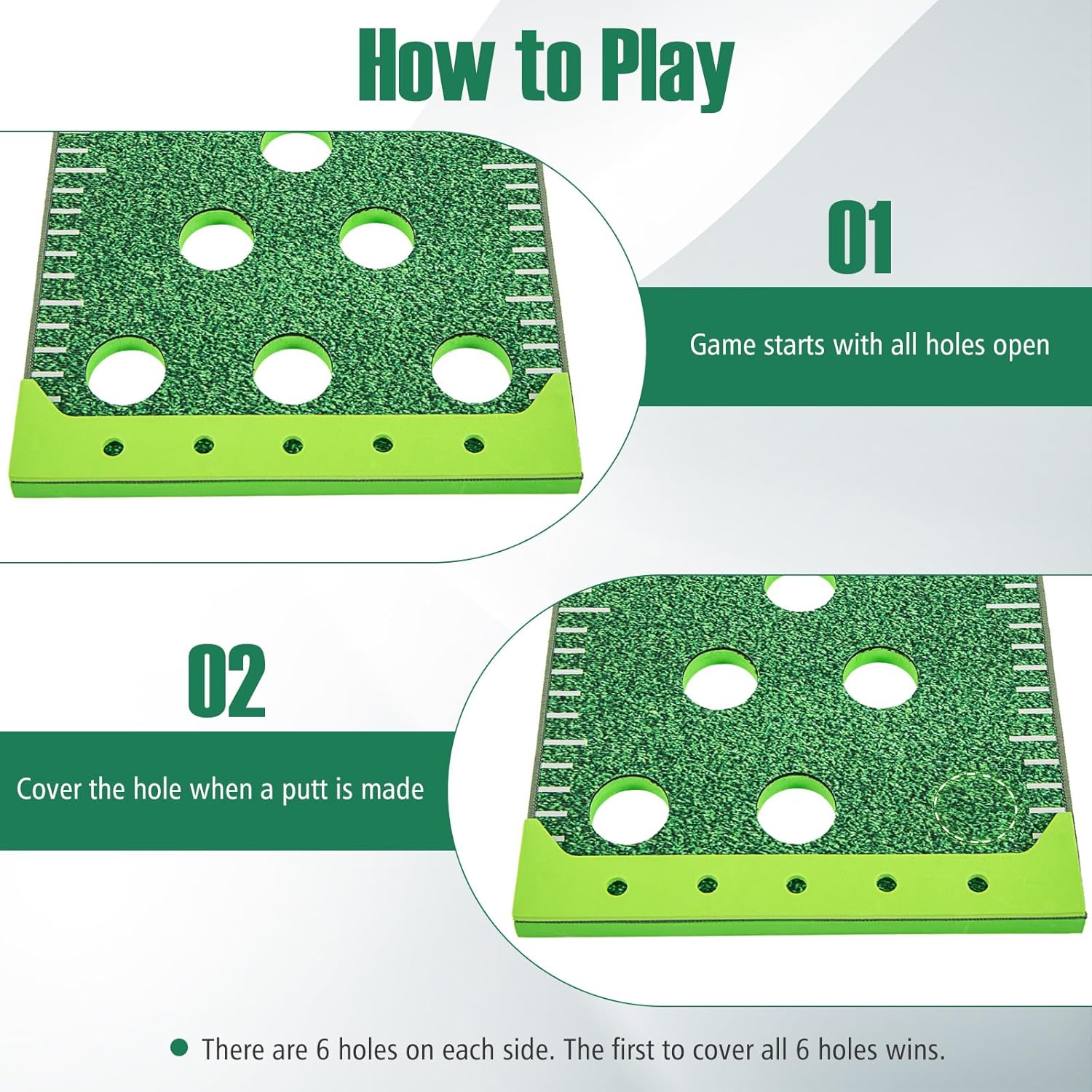 ULTIMATE Golf Game Set, Indoor Outdoor 11FT Putting Green Mat w/ 2 Adjustable Putters, 6 Balls & 12 Hole Covers, Golf Pratice Training Mat for Party, Backyard, Home and Office