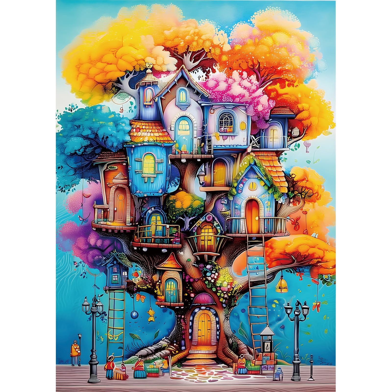 1000 Piece Jigsaw Puzzle for Adults,Fantastical Treehouse Escape