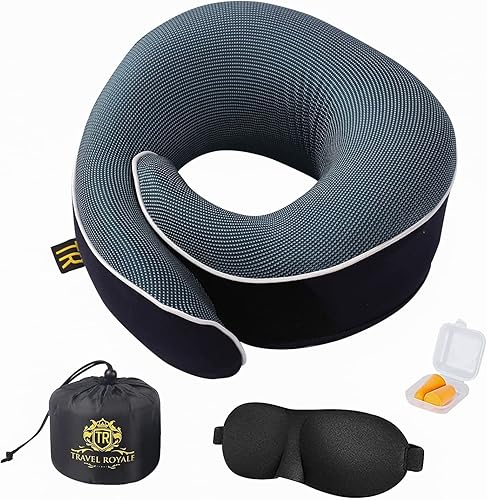 Travel Royale Almohada para el cuello, cabeza, barbilla, cuello, almohada de apoyo de 360 ajustable, almohada de espuma viscoelástica 100% pura para disponible en Yaxa Colombia