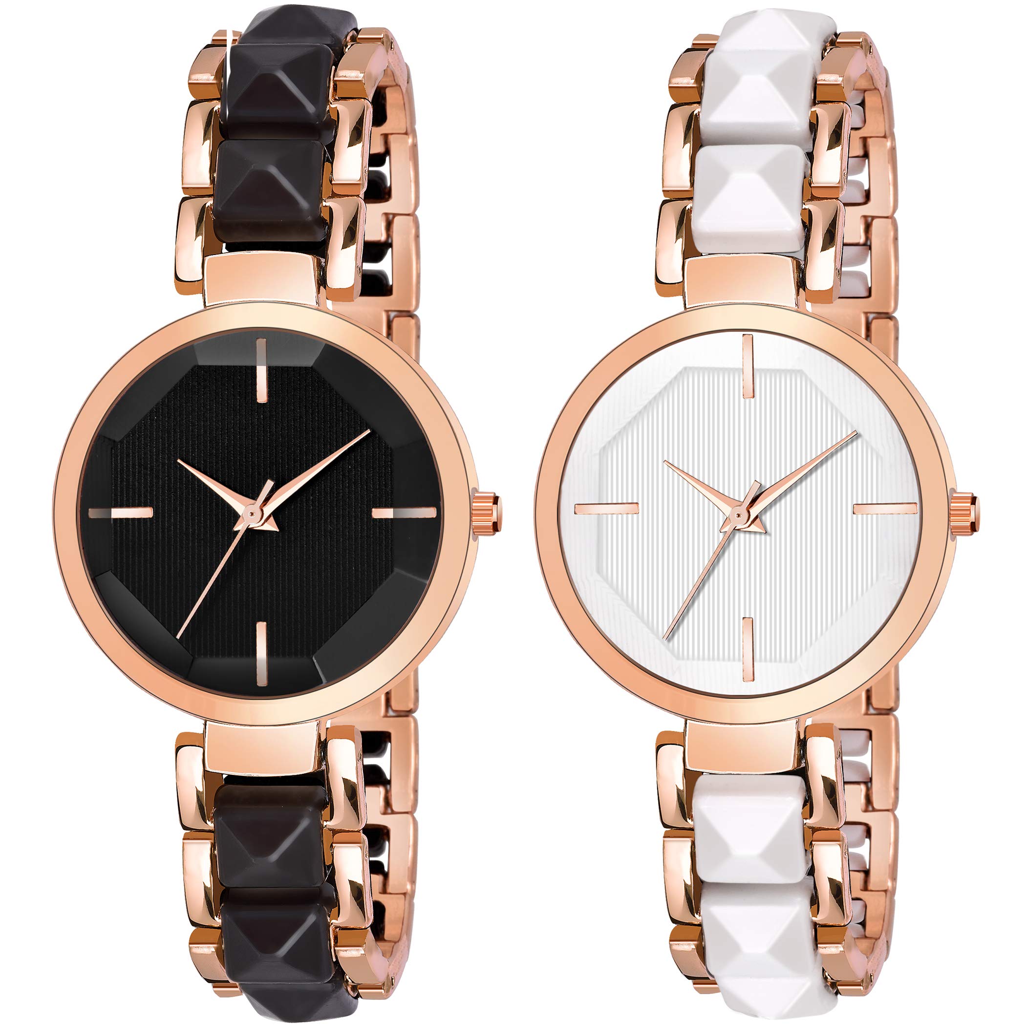 FROZIL Analog Black White Dial Stainless Steel Strap Combo Watch for Womens and Girls Pack of 2 (B08WWR8MGL) Amazon Price History, Amazon Price Tracker