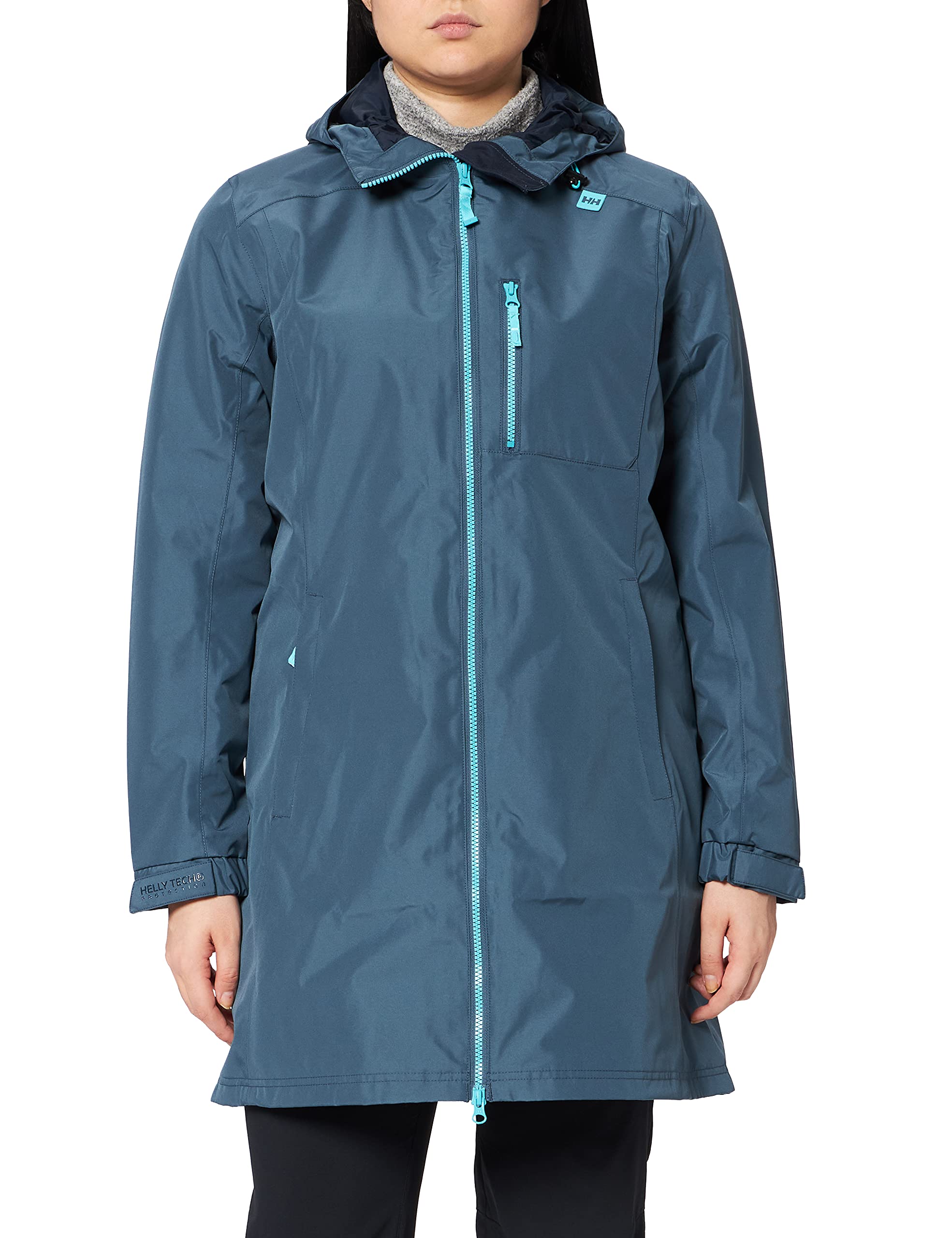 Helly-Hansen Women's Long Belfast Waterproof Windproof Breathable Raincoat Jacket with Hood, 635 Orion Blue, X-Small