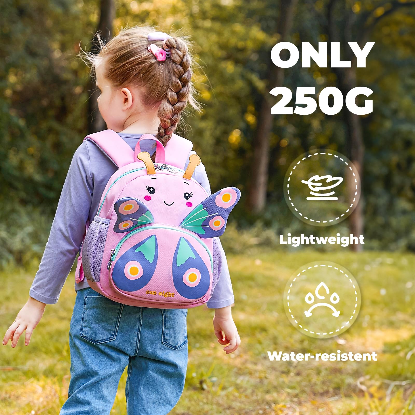 PROTAURI Zaino per bambini - Ragazzi Ragazze Animale Scuola Borsa Bambino Zaino Scuola PreSchool Asilo Cartone Zainetto per 2-6 Anni(la farfalla)