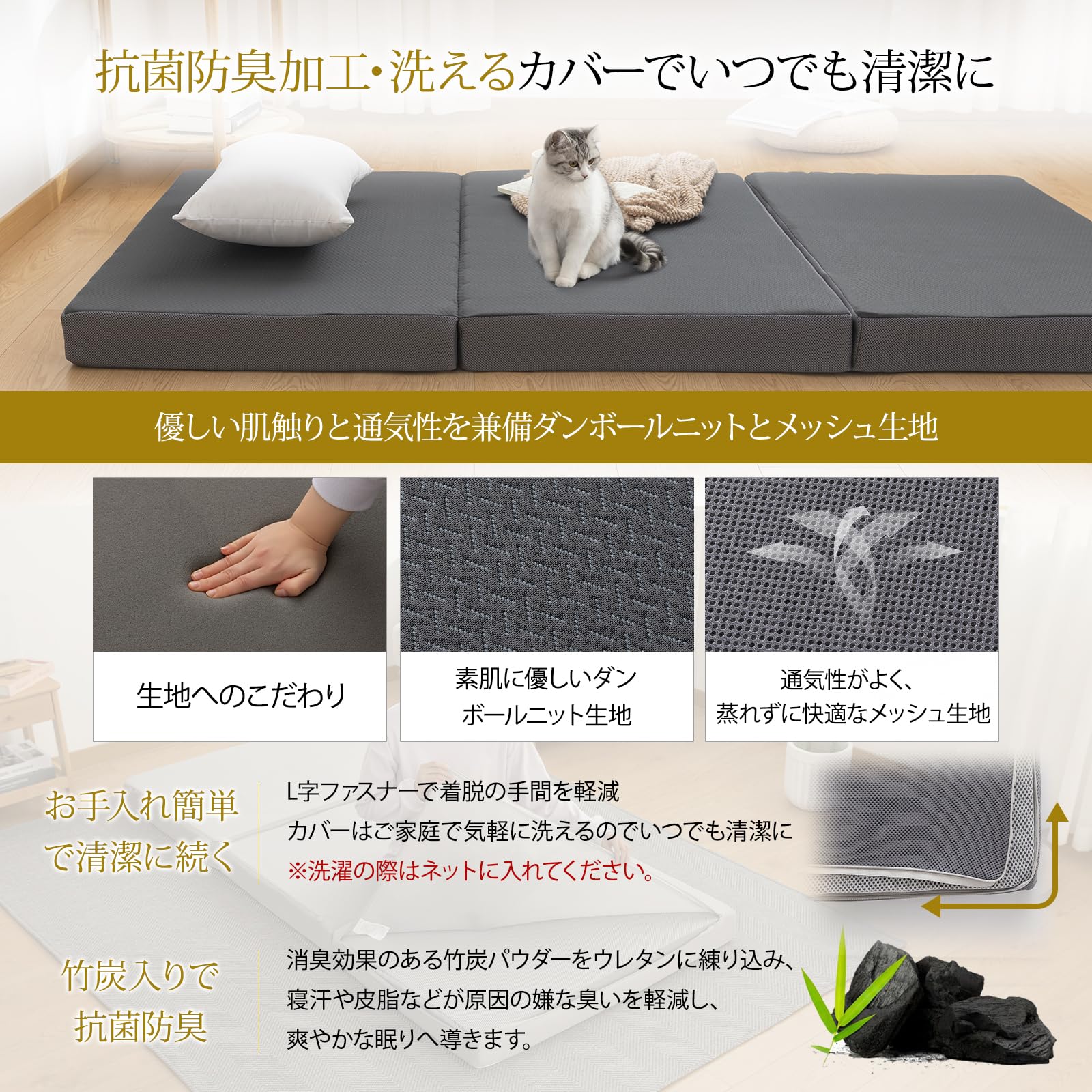 Amazon｜Softime マットレス セミダブル 高反発マットレス 3つ折り極厚