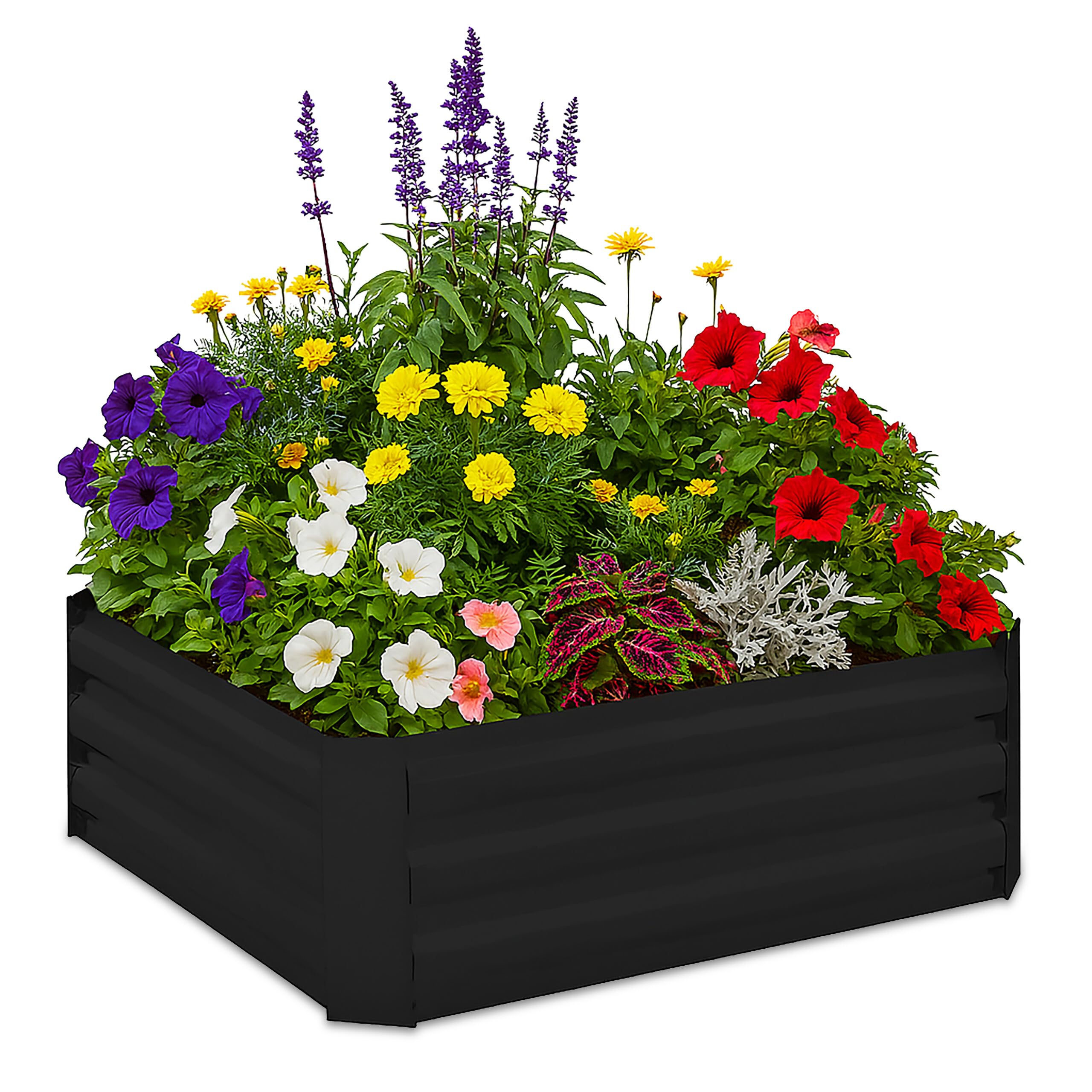Relaxdays Huerto Urbano, Metal Galvanizado, Jardinera para Cultivar Flores, Plantas y Verduras, 30x90x90 cm, Negro