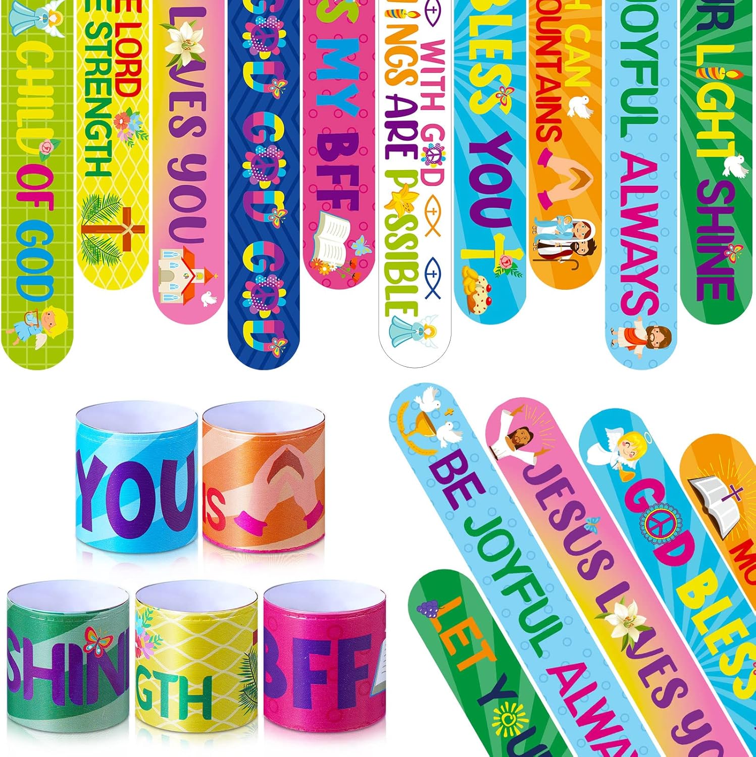 40 Pcs Bible Verses Religious Christian Slap Bracelets for