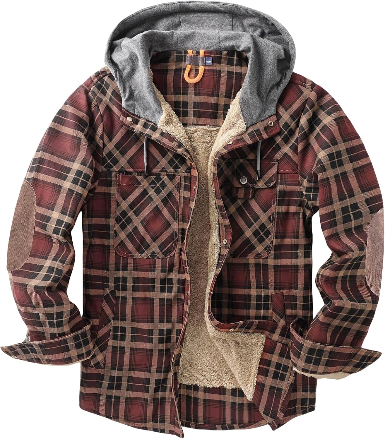 Sherpa Lined Flannel Shirt for Men Oversized Fleece Coats Warm Plaid Jackets Loose Casual Outwear Winter Trendy Coat