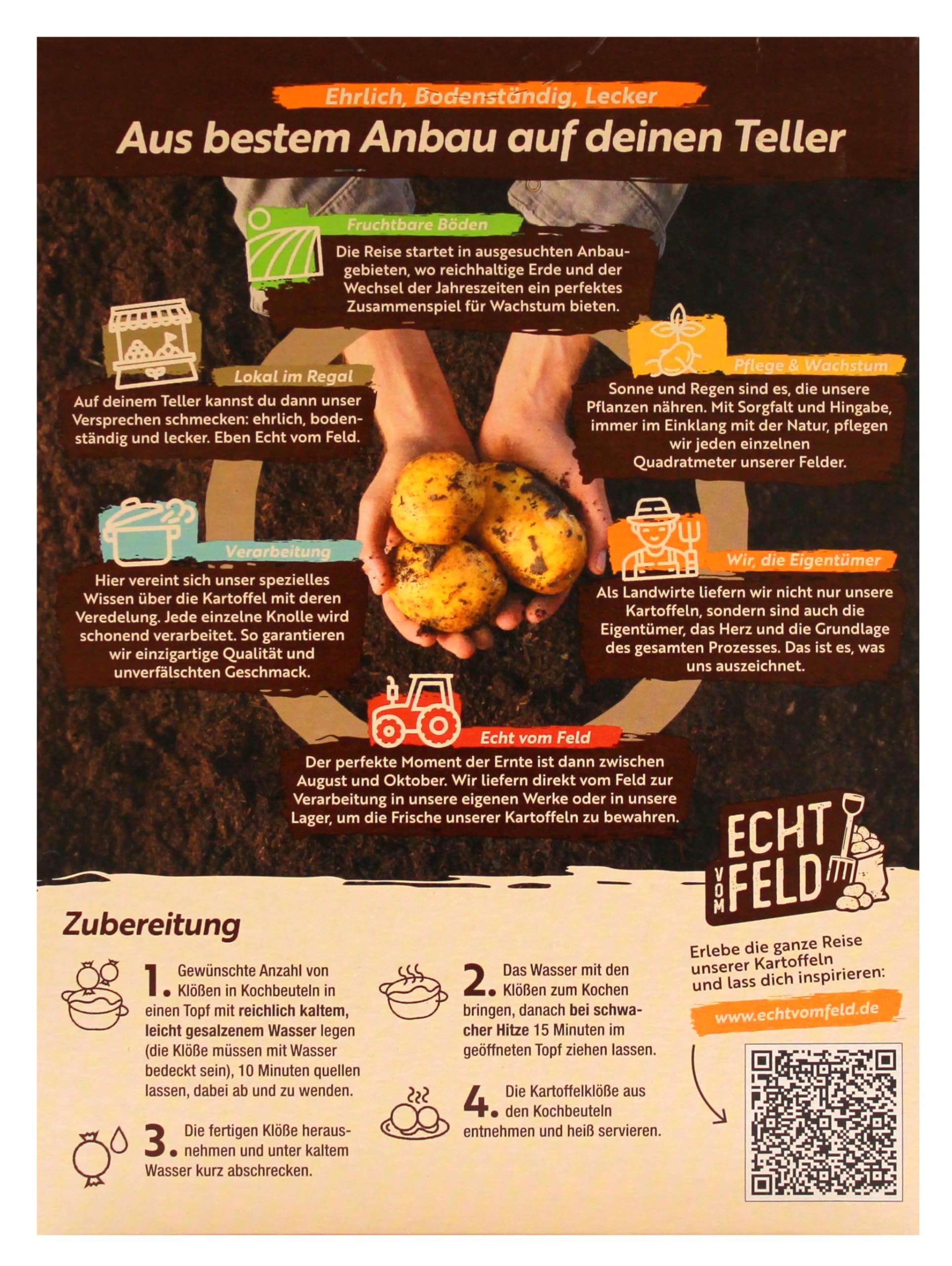 Echt vom Feld Kartoffel-Klöße halb & halb in Kochbeuteln, 7er Pack (7 x 200g)