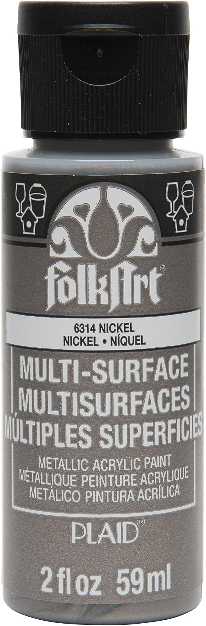 FolkArt Multi-Surface Metallic Paint in Assorted Colors (2 oz), Metallic Nickel