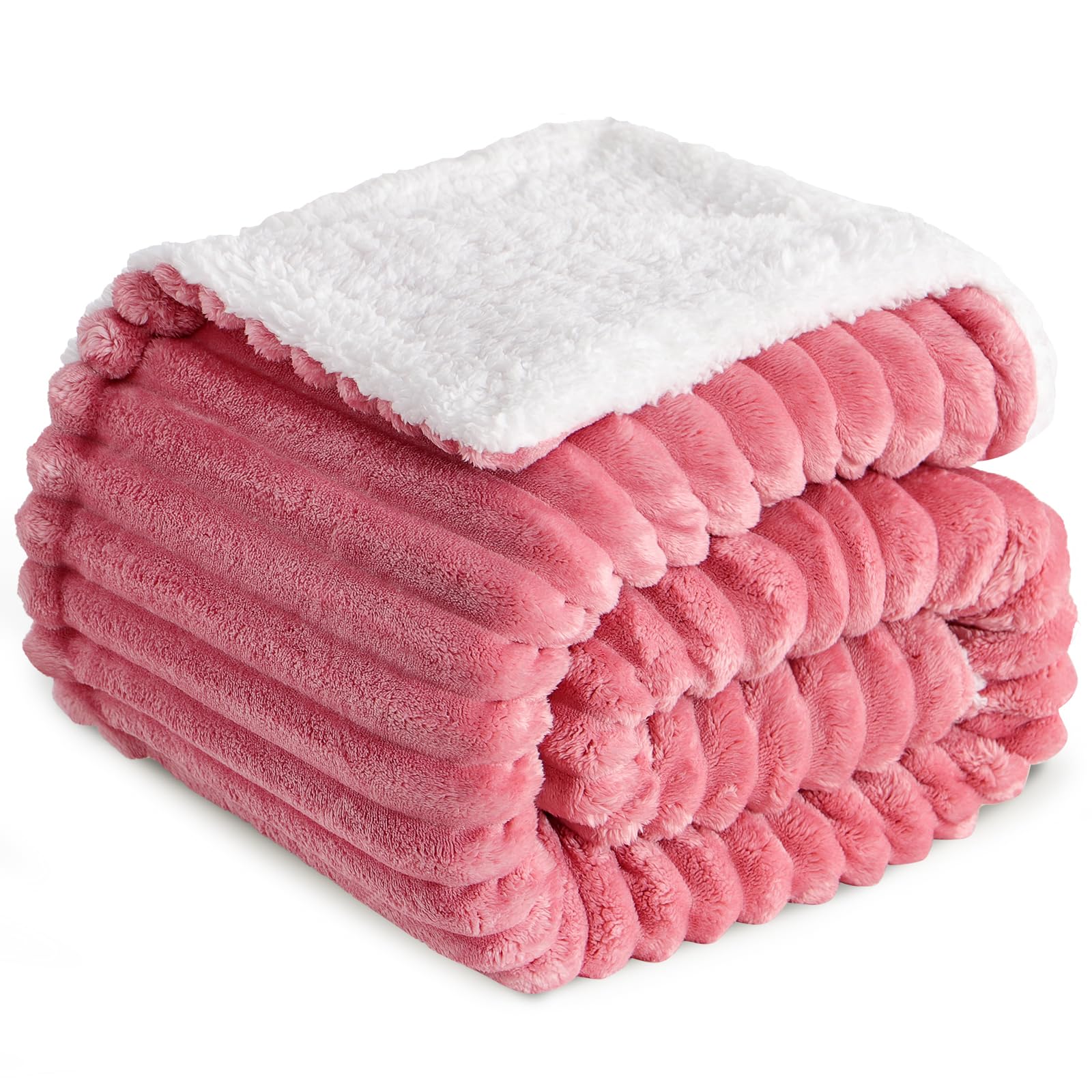 RUIKASI Sherpa Blanket Throw for Sofa Fleece Blanket, 150x200 cm Pink