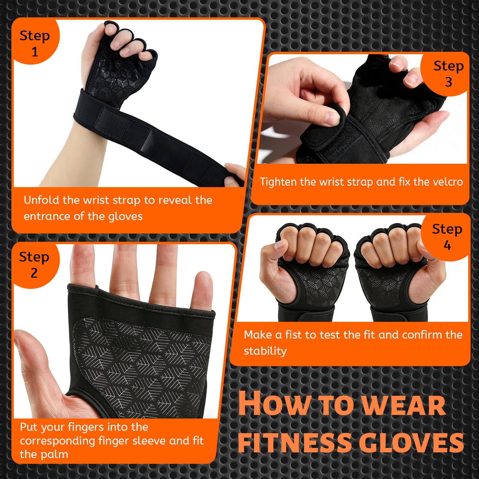 Tpubmity Fitness Handschuhe Herren Damen, rutschfeste Silikon Polster Trainingshandschuhe mit Handgelenkstütze, Atmungsaktiv Gewichtheberhandschuhe für Gym, Krafttraining, Bodybuilding und Radfahren Sport & Freizeit