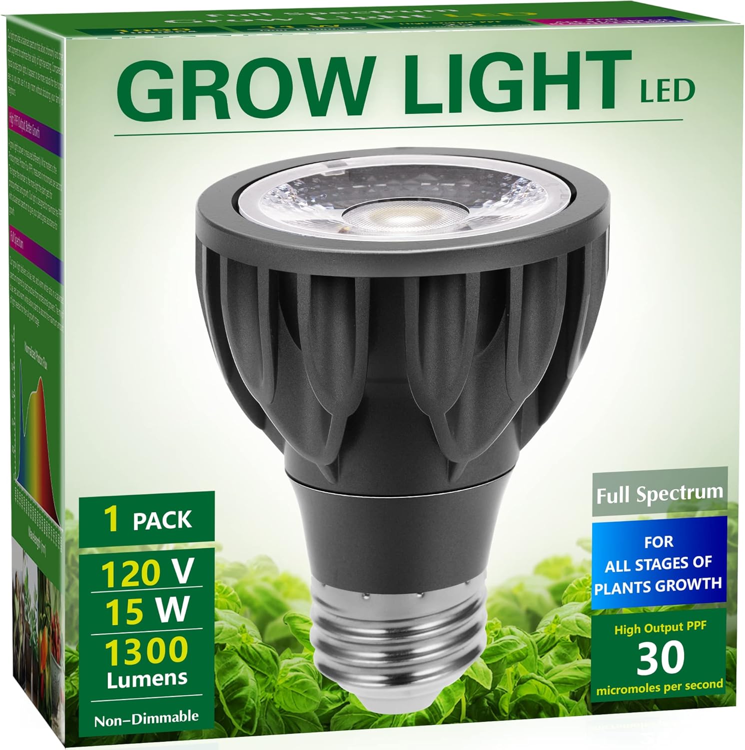 Briignite Grow Light Bulbs,15W Plant Light Bulb, High PPFD
