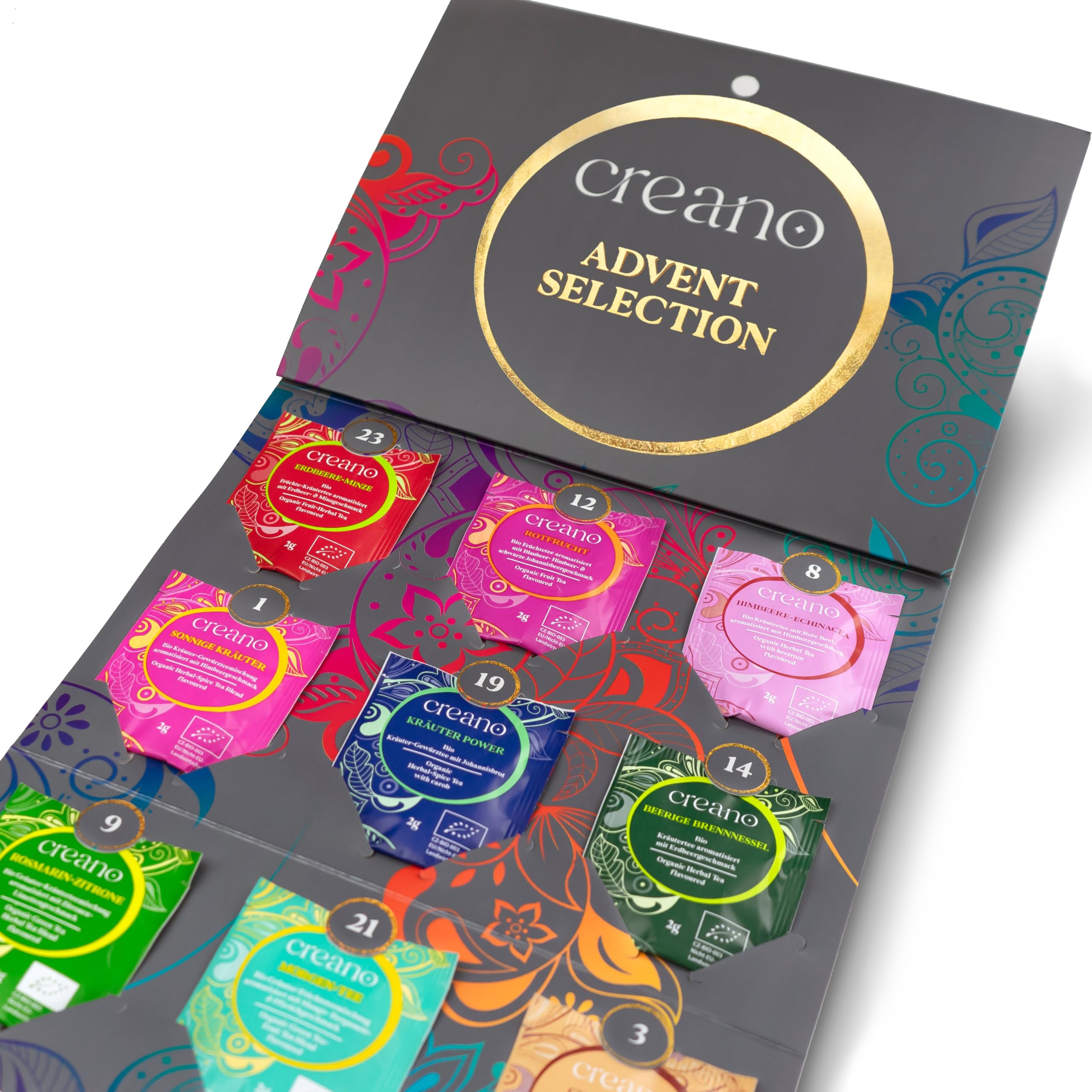 Creano calendrier de l’Avent BIO 24 sachets de thé assortis 24 variétés coffret cadeau*
