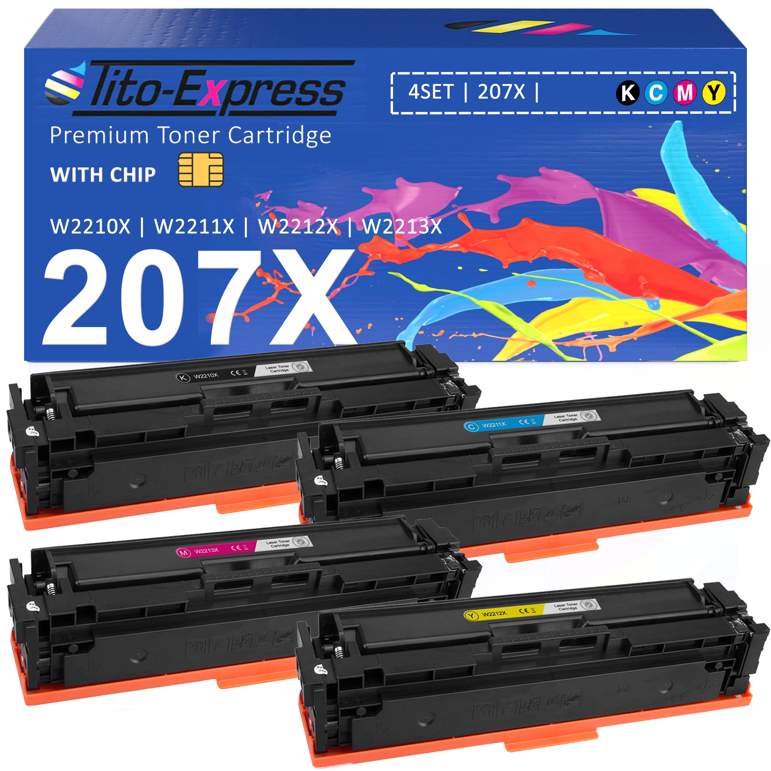 207X 207A XL kompatybilny z tonerem HP Color Laserjet Pro M255dw M255nw MFP M283fdw M283fdn M282nw M283fdn Toner do HP W2210X W2211X W2212X W2213X Zestaw czarny, magenta, żółty, cyjan 4 opakowanie