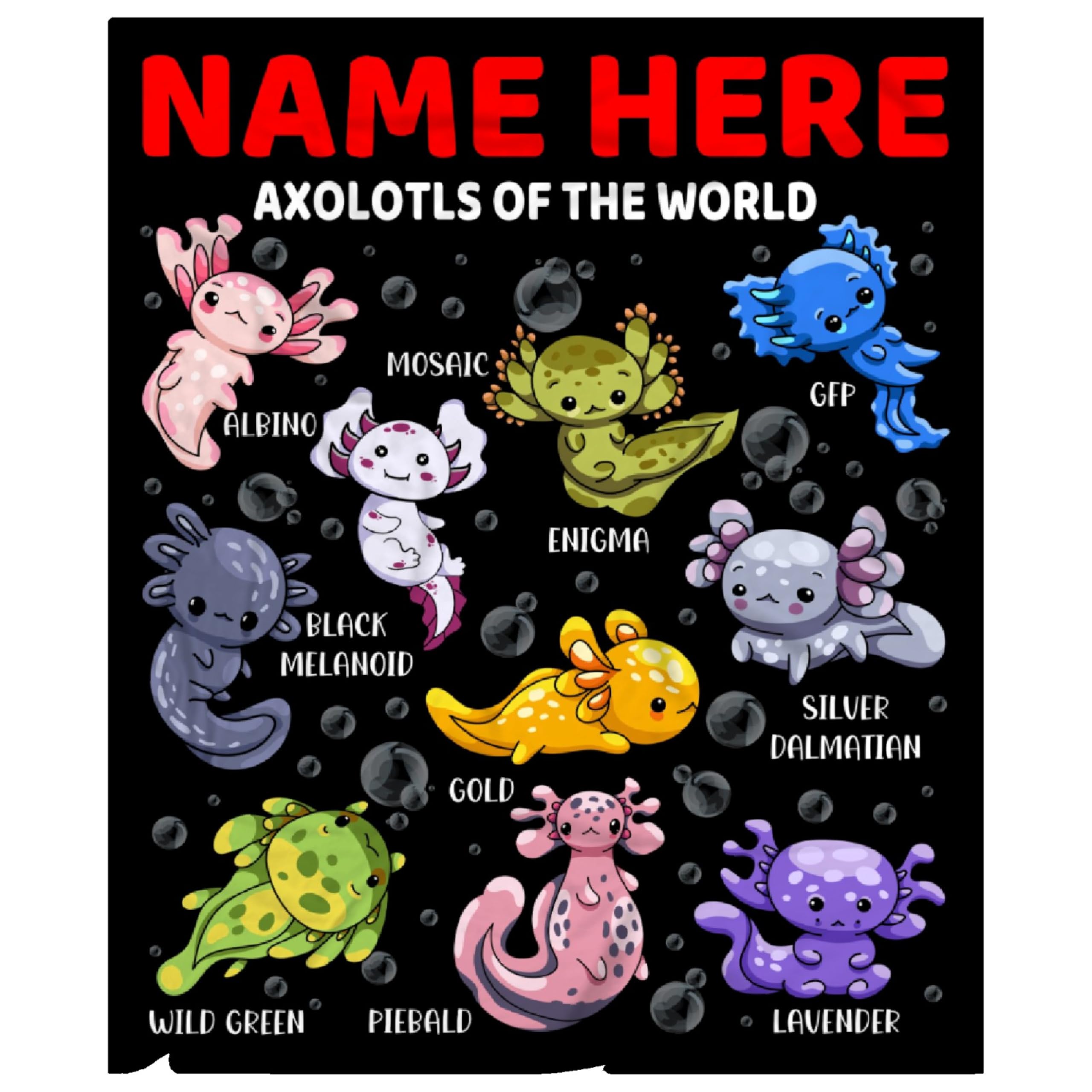Axolotls of The World Custom Name Blanket Gifts for Girls Boys Women - Super Soft Cozy Warm Throw Sheet for Couch Bed Sofa Office Decor All Season 30"x40" Pets