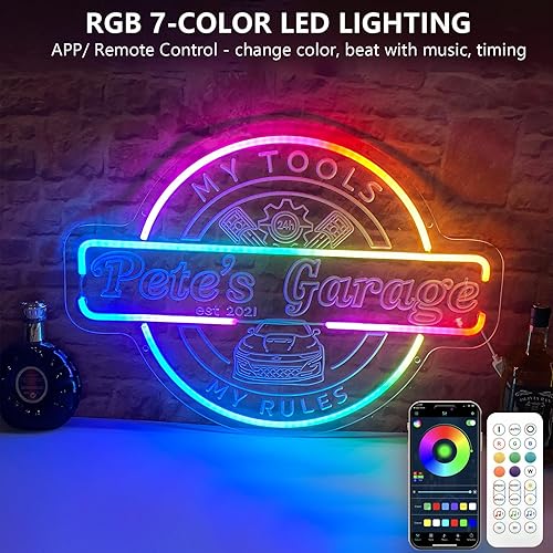 Miniatura 2 de Letrero de neón de garaje personalizado para decoración de pared, letrero LED de garaje personalizado, letrero personalizable con tu nombre para el