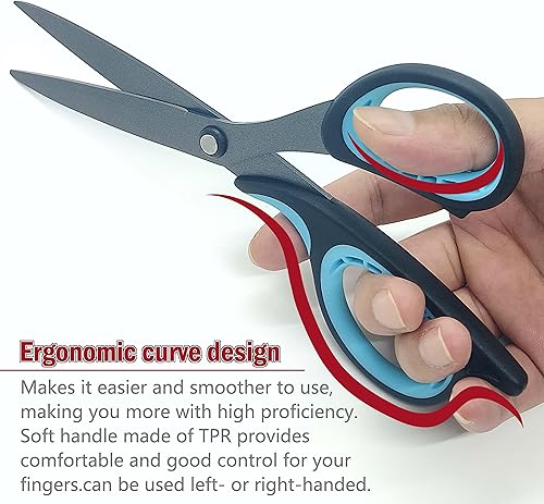 Miniatura 3 de Tijeras para oficina SNOWSULL Tijeras de acero inoxidable multiusos Tijeras de costura de 8.5 pulgadas con revestimiento de teflón Hilo Cortador de