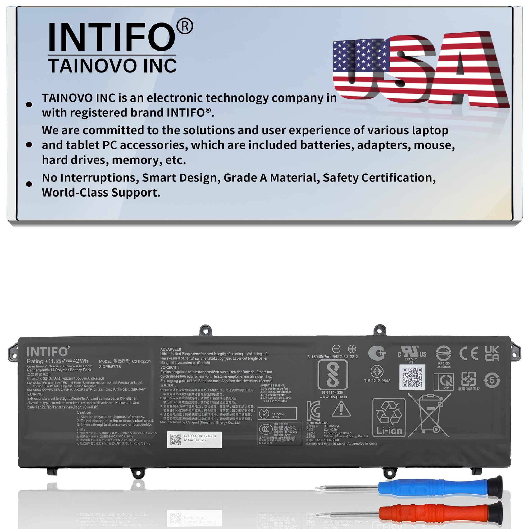 Amazon.com: INTIFO 42Wh C31N2201 Laptop Battery Compatible with