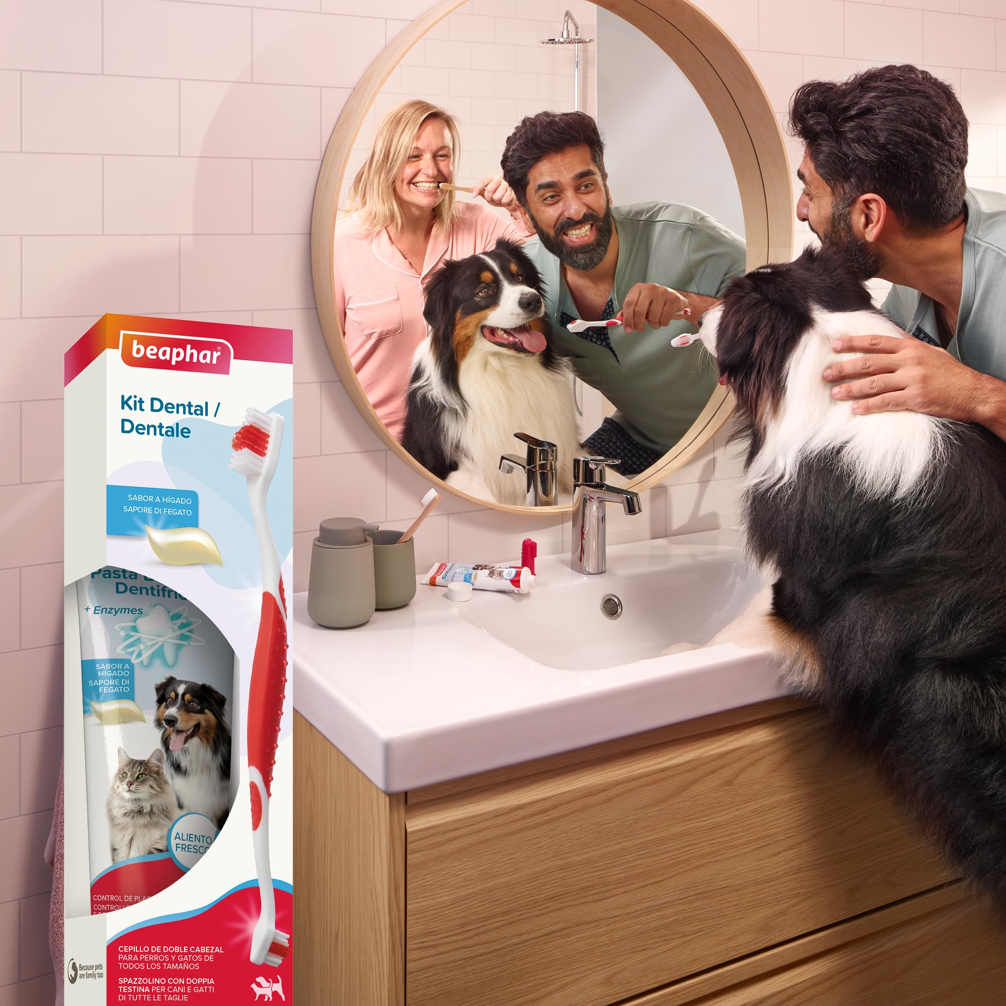 Beaphar Kit Dentifricio e Spazzolino per Cani e Gatti, Protezione Placca e Tartaro, Cura Quotidiana