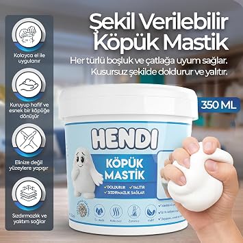 HENDI Köpük Mastik | Doldurur, Yalıtır, Sızdırmazlık Sağlar | 350 ML | Hafif Dolgu Köpüğü