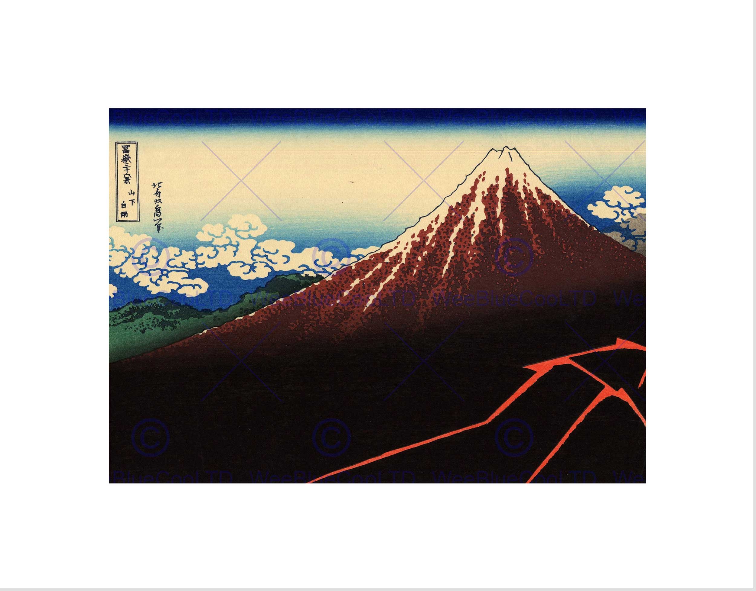 Wee Blue Coo KATSUSHIKA HOKUSAI RAINSTORM BENEATH SUMMIT OLD MASTER FRAMED PRINT B12X943