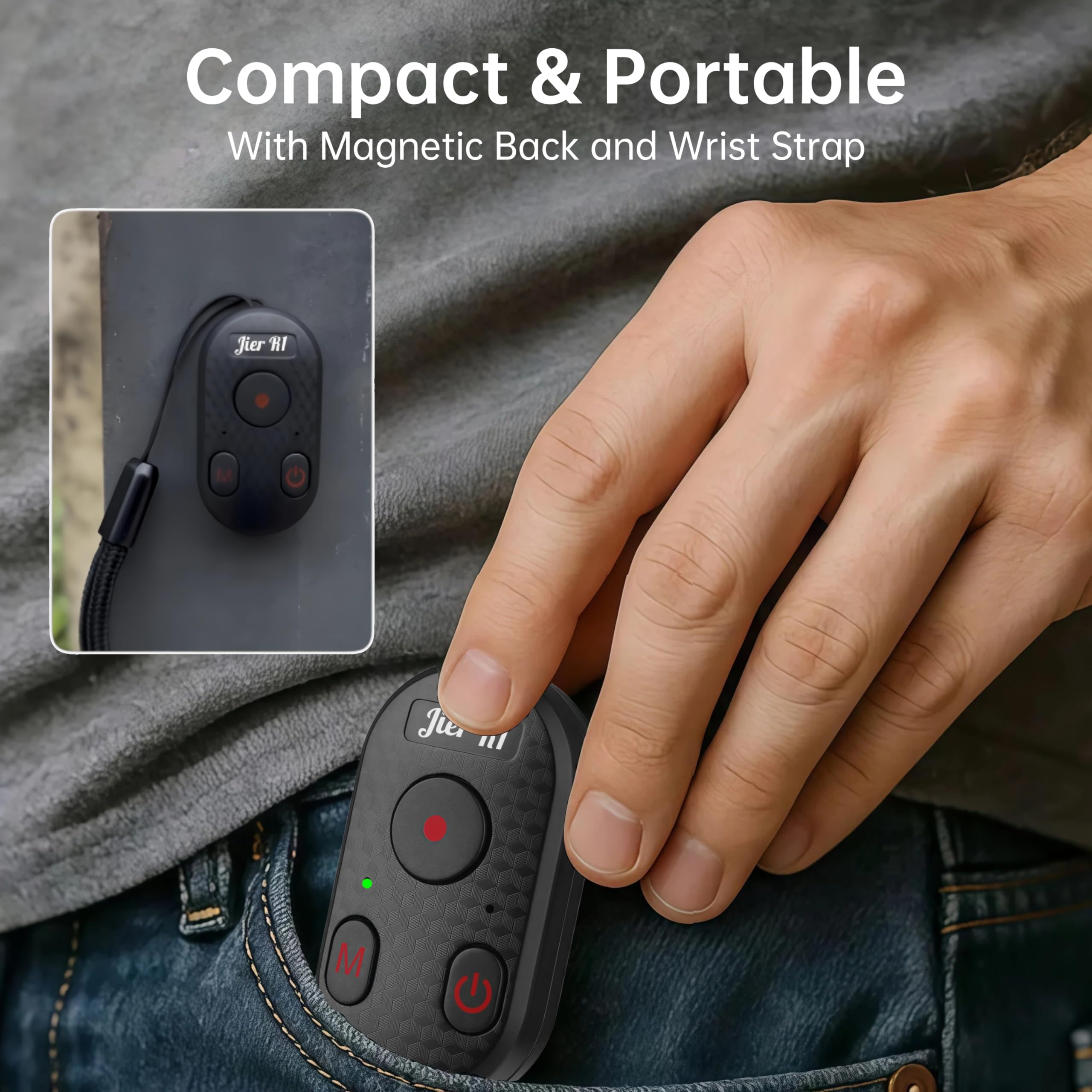 Jier Mando a distancia inalámbrico Bluetooth tipo C: compatible con iPhone, Android y GoPro. Fácil operación, batería de larga duración, ultraportátil, compatible con iPad/iPod/Tablet, ideal para