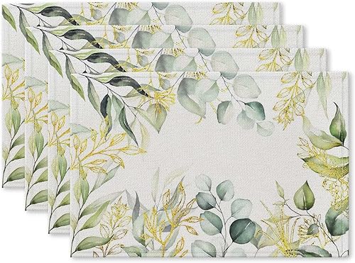 Miniatura 1 de Juego de 4 manteles individuales de arpillera lavable, resistente al calor, para mesa de comedor, granja, exteriores, 18 x 12 pulgadas