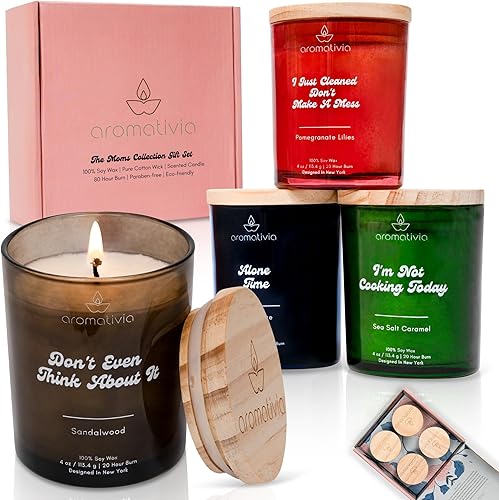 Juego de 4 velas perfumadas para mamá, paquete de 4, velas de cera de soja 100% pura, regalo para el día de la madre y cumpleaños para mujeres,