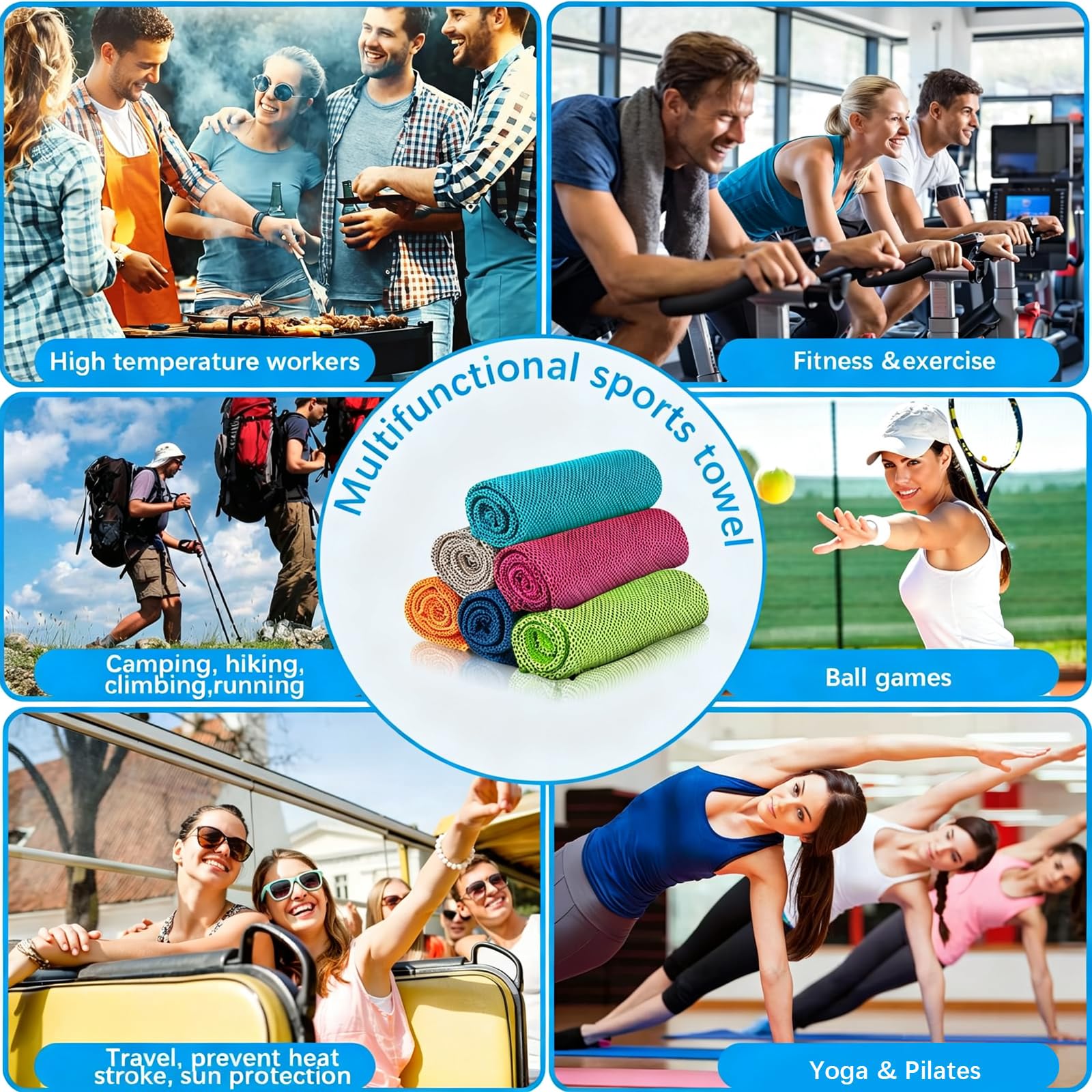 Lot de 30 serviettes rafraîchissantes, serviettes de sport, serviettes fraîches pour un refroidissement instantané, pour le yoga, les voyages, le golf, la gym, le camping, la course
