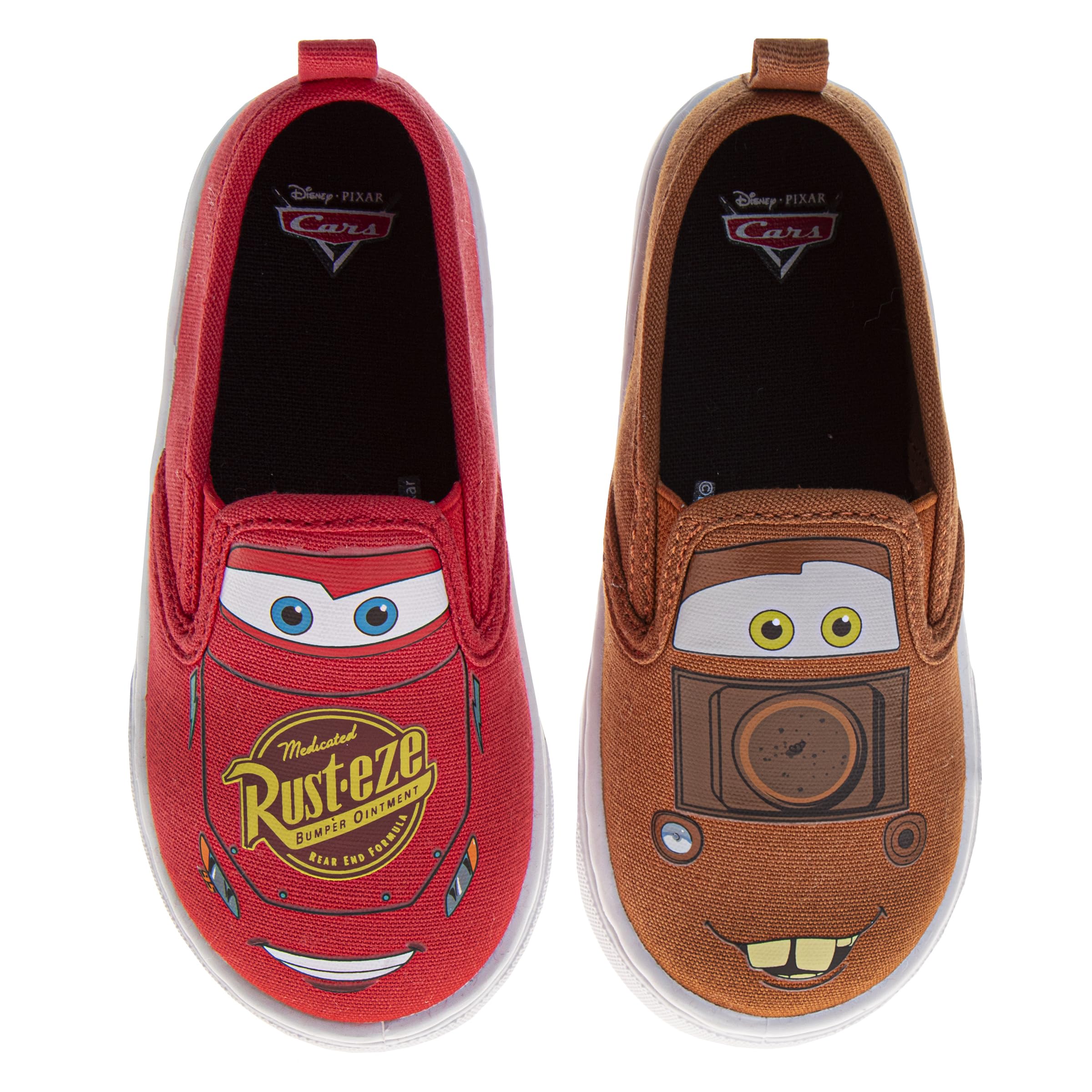 Disney Cars Shoes for Boys Lightning McQueen Tow Mater Lowtop Sneakers - Casual Fashion Slip-on Laceless Canvas Shoe (Sizes: 7-10 Toddlers / 11-12 Little Kids)