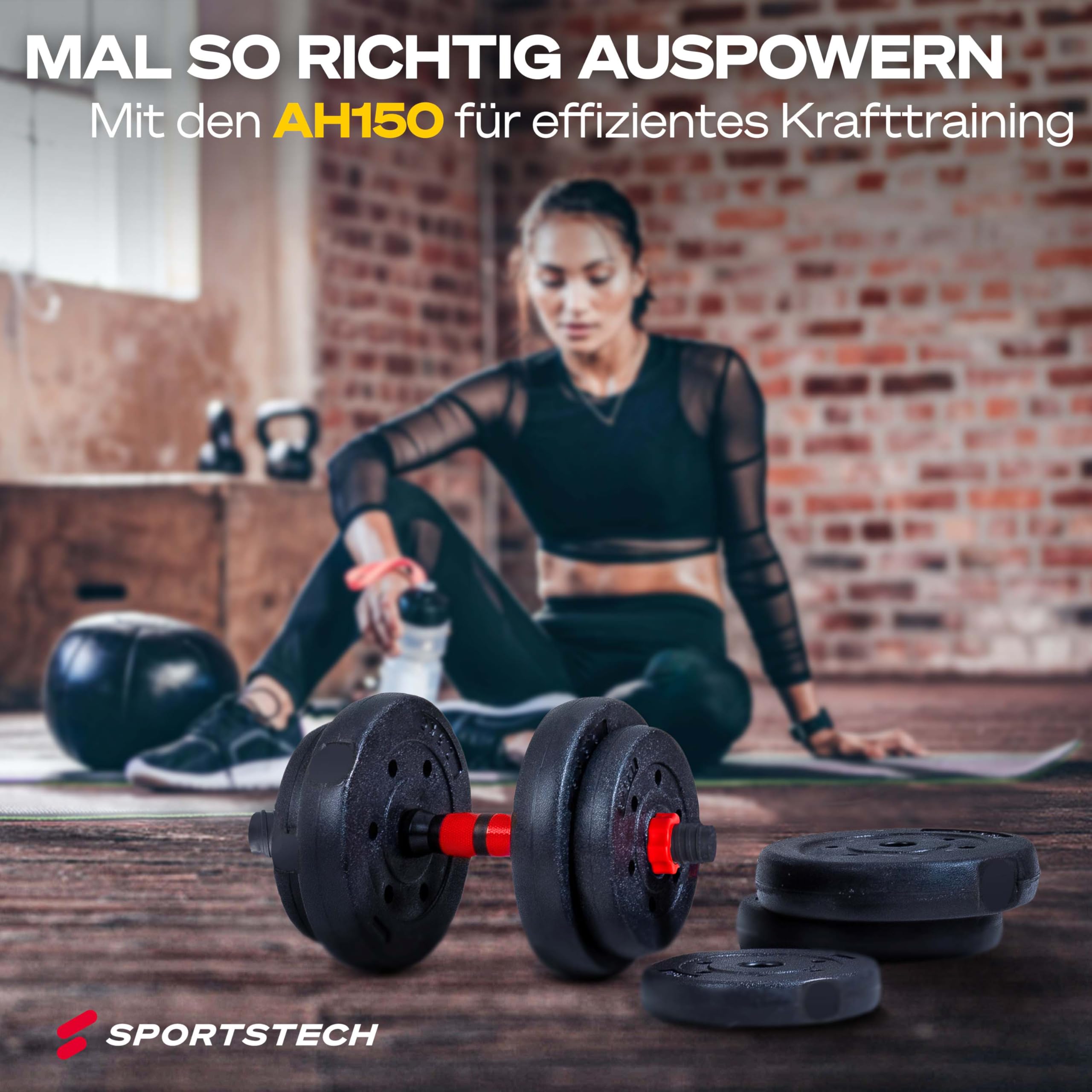 Sportstech 2in1 innovative Hanteln AH150 | Kurzhanteln & Langhantel | Hanteln Set mit 20/30/40kg | Hantelset verstellbar mit Sternverschluss + langes Verbindungsstück | Fitness für Männer & Frauen