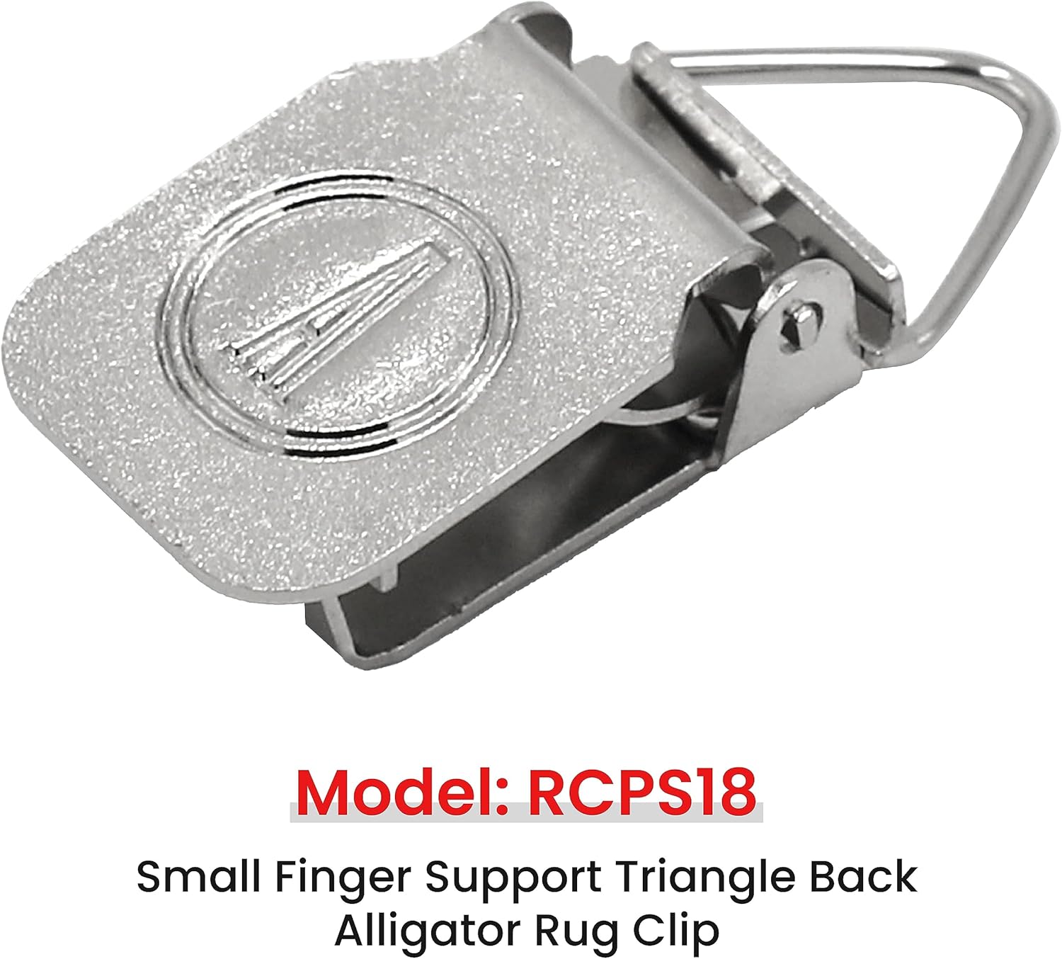 ANDUSTRIAL - Small Durable Nickle-Plated Steel Clips/Clamps for Displaying Shawls, Leather Hides, Quilts, Mats, Rug Samples - Finger Support Triangle Back Alligator Rug Clips - Silver, 50 Clips