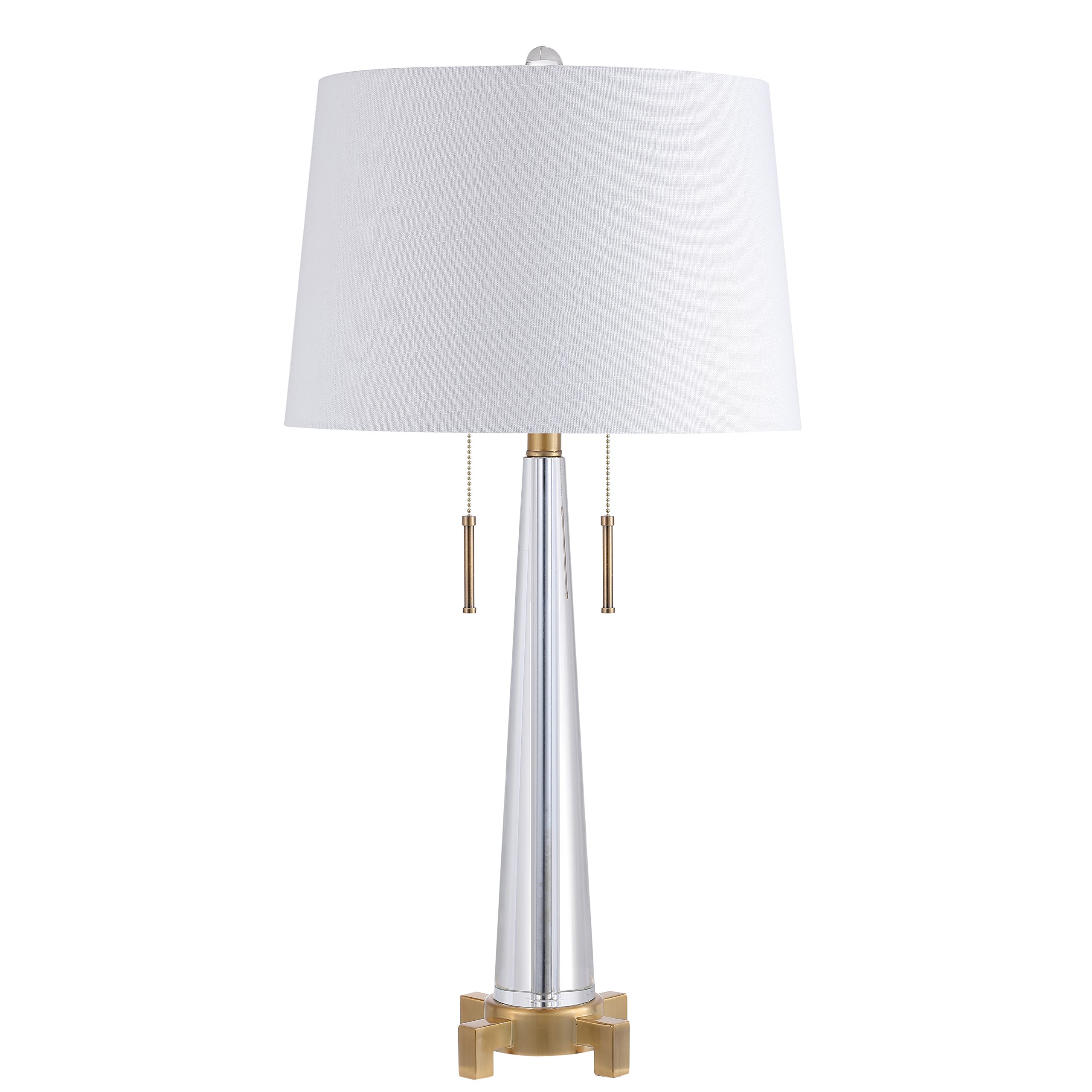 Jonathan Y Lámpara de mesa LED di cristallo da 29.5", trasparente/latón dorado, moderno, 2 luci, bombilla incluida