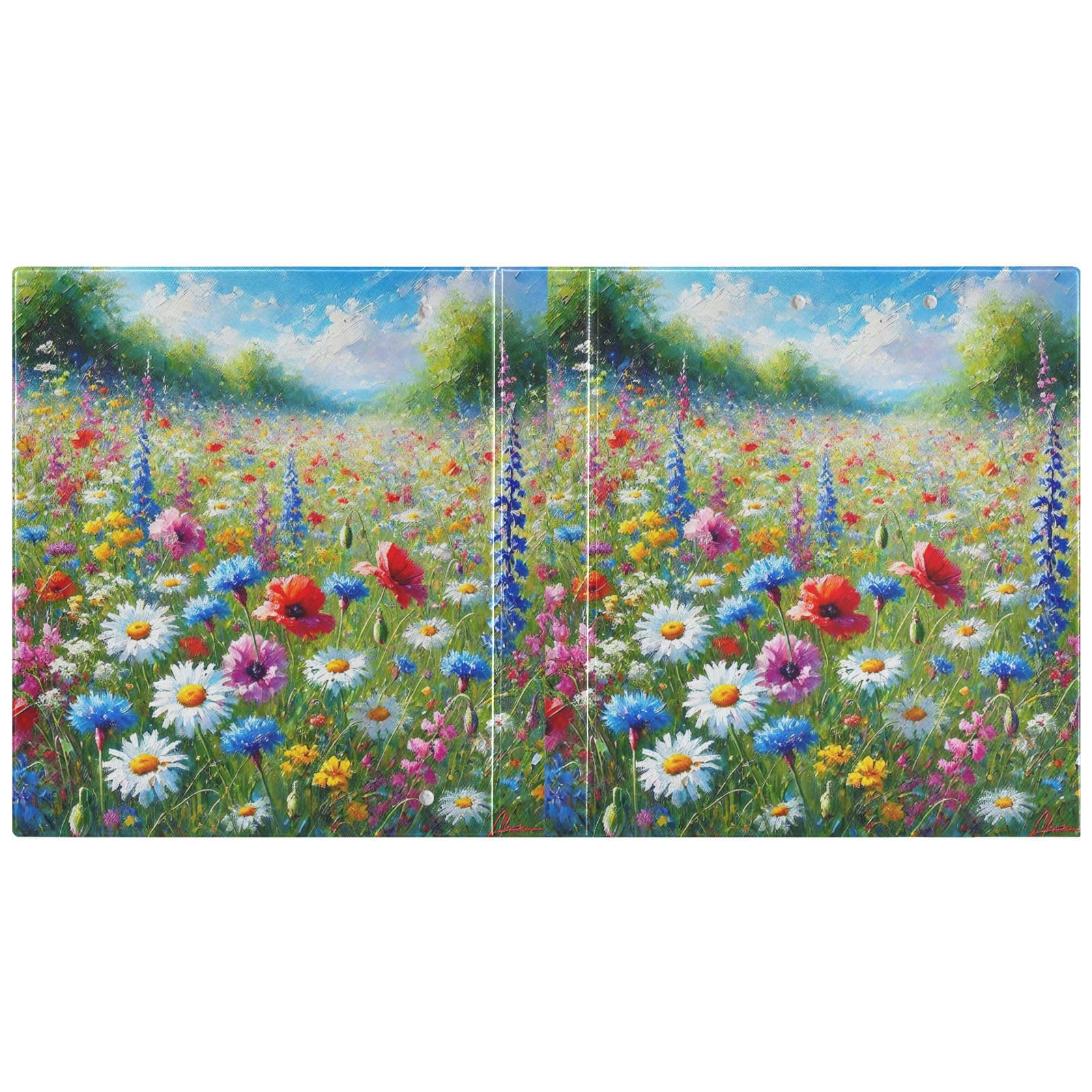 Confezione da 3 raccoglitori ad anelli, confezione da 2 raccoglitori ad anelli con motivo floreale brillante, con molla, con portablocco, grandi raccoglitori a 3 anelli, per scuola, università