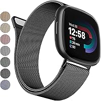 Vista 13 de Bandas de metal compatibles con Fitbit Versa 3/Versa 4/Fitbit Sense/Sense 2 para mujeres y hombres, correa de malla de acero inoxidable transpirable