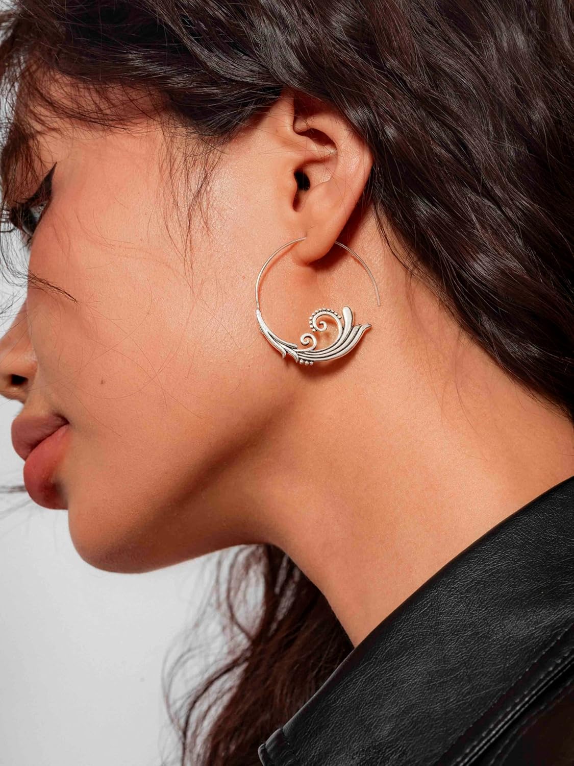 HAQUIL Vintage Ocean Hoop Earrings - Wave Nature Women's Drop Shape Oval Hoop Earring Jewelry - Image 7