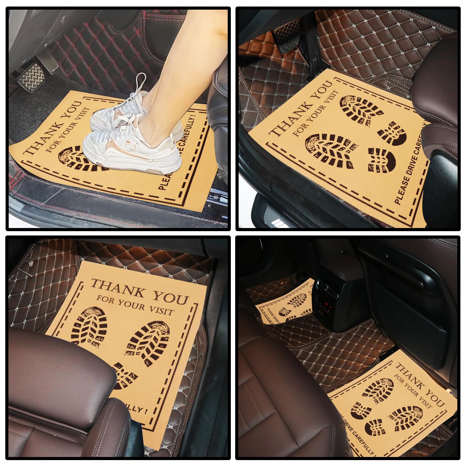 RUENXG Paper Floor Mats for Cars 60Pcs Vehicles Disposable Floor Pads Waterproof Car Foot Pads Protective Papers Thank — view 5