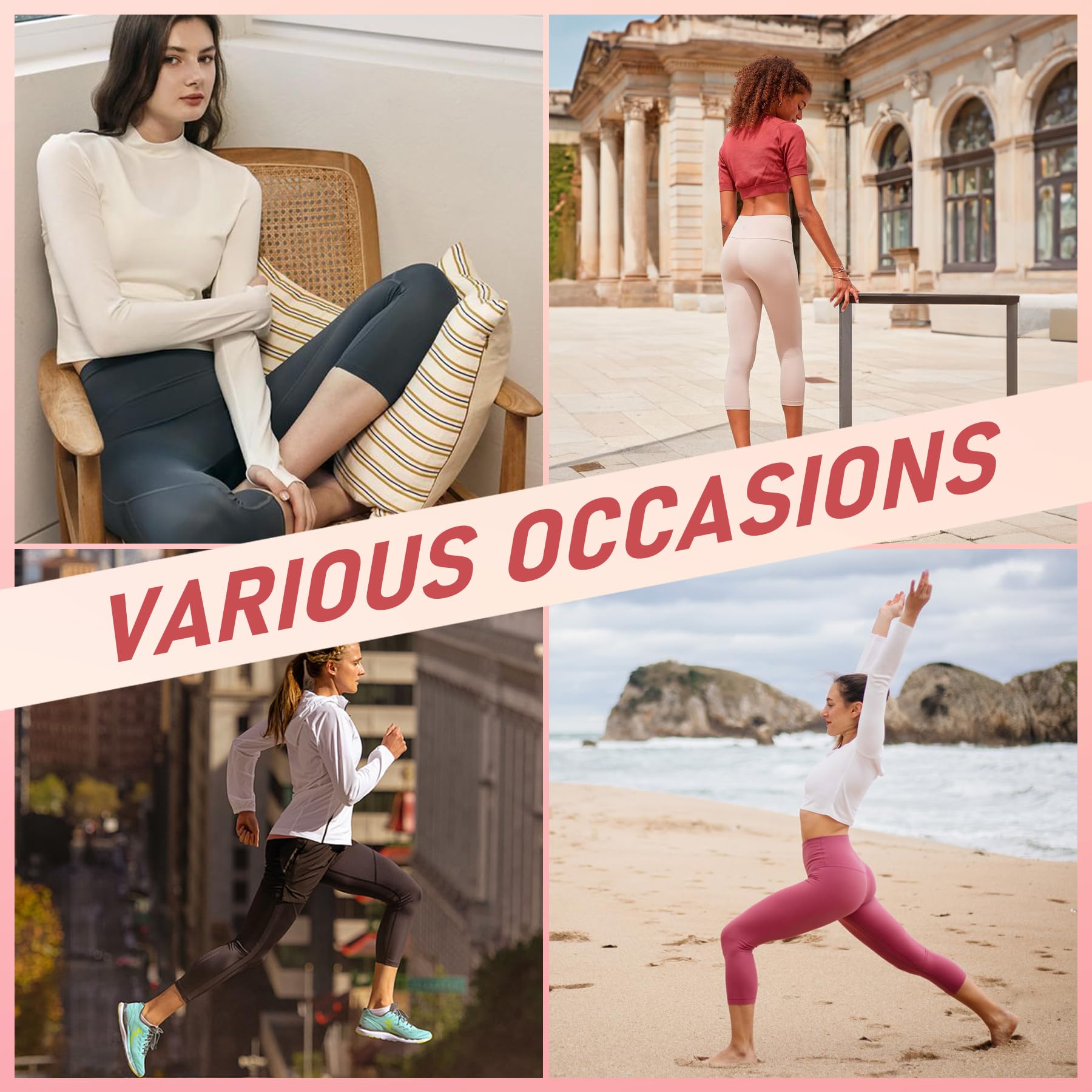 GROTEEN Leggings para mujer con bolsillos, pantalones de yoga de cintura alta con control de abdomen para correr y entrenar