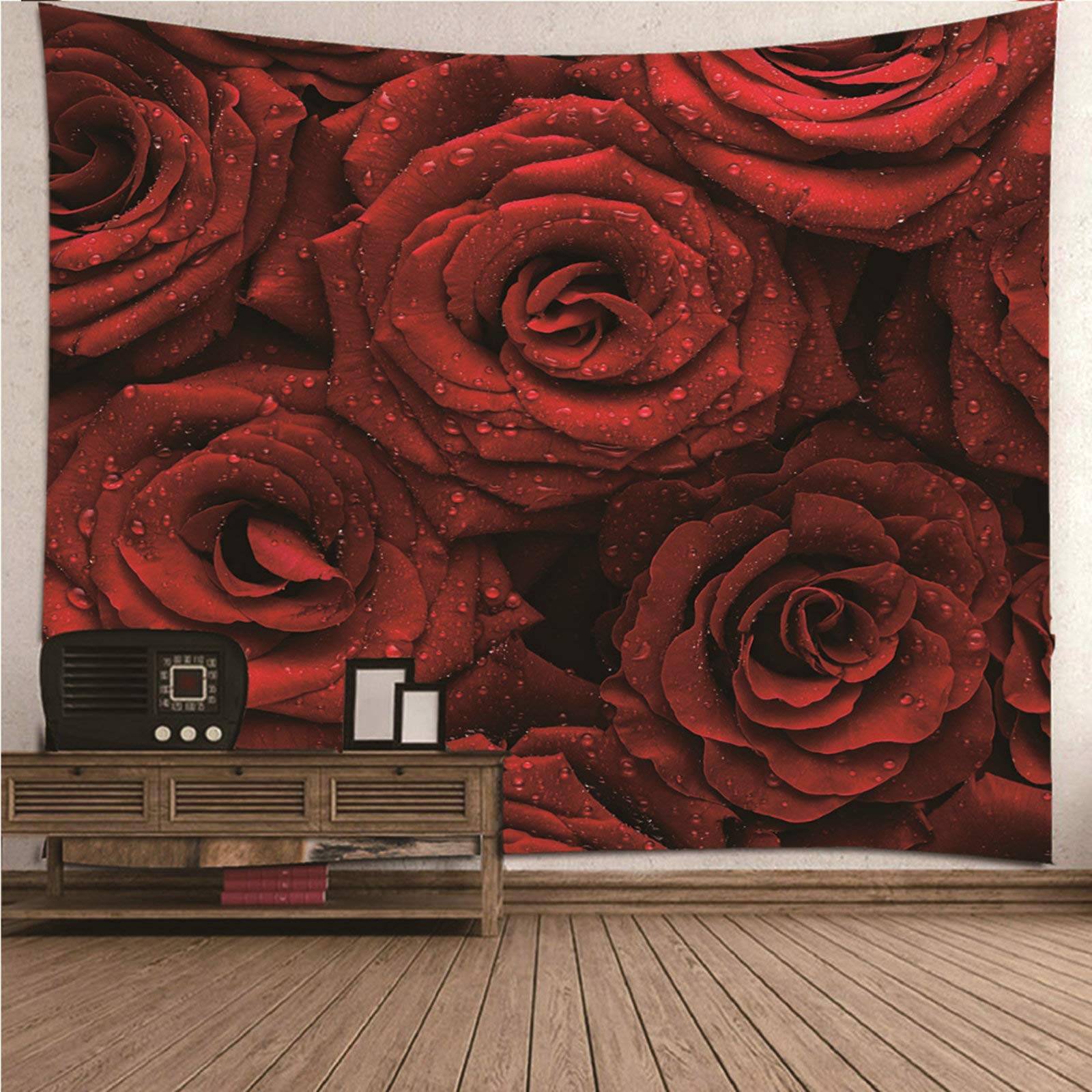 Tapiz de pared con rosa roja KnSam de 210x140 cm para decorar el salón o el dormitorio principal