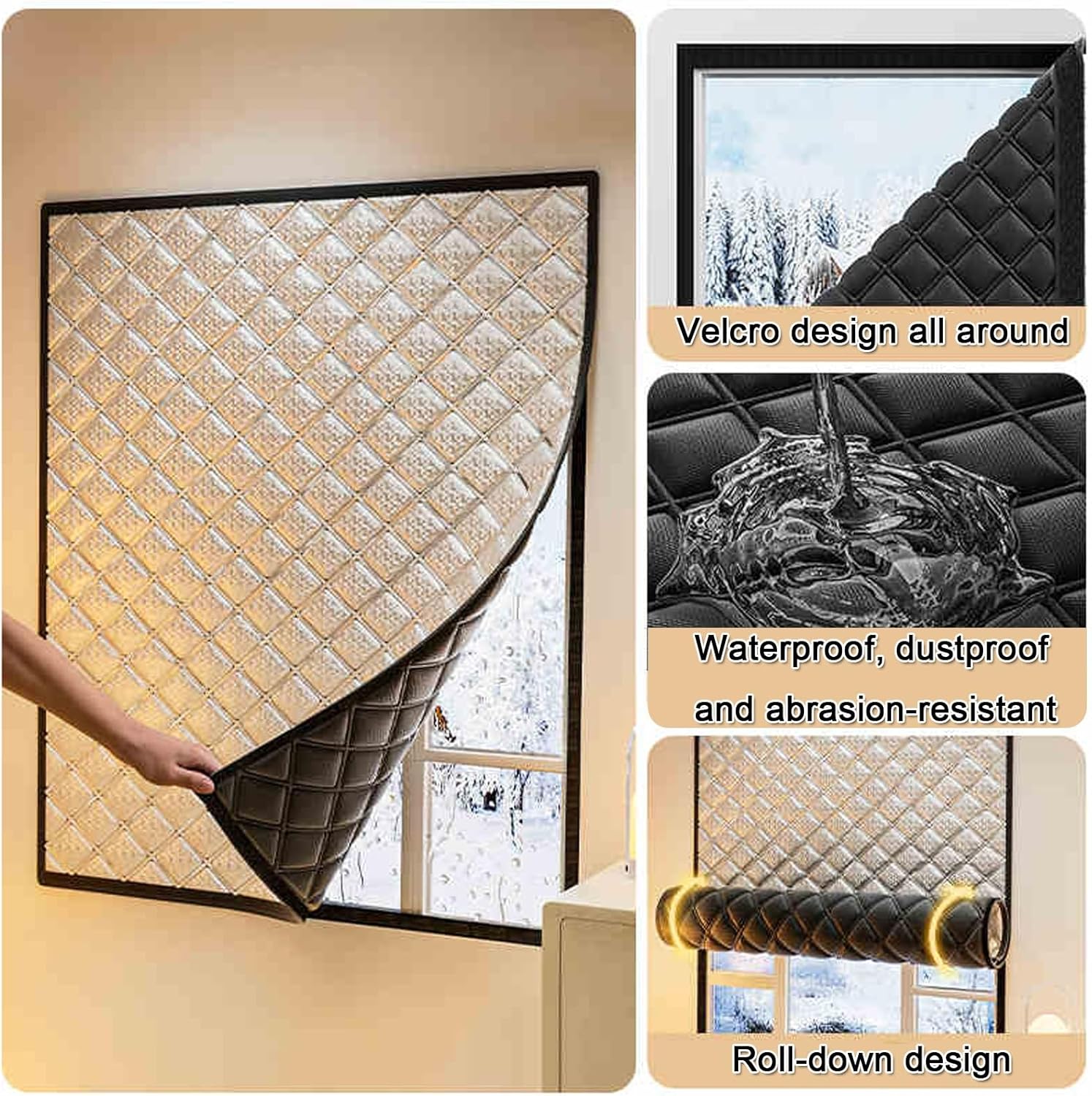 Window Covers for Winter Self-Adhesive, weatherproofing Window Insulation Kits, Window Insulation kit Antifreeze Keep Warm, Window coverings Outside Noise(148x170cm/58x67in)