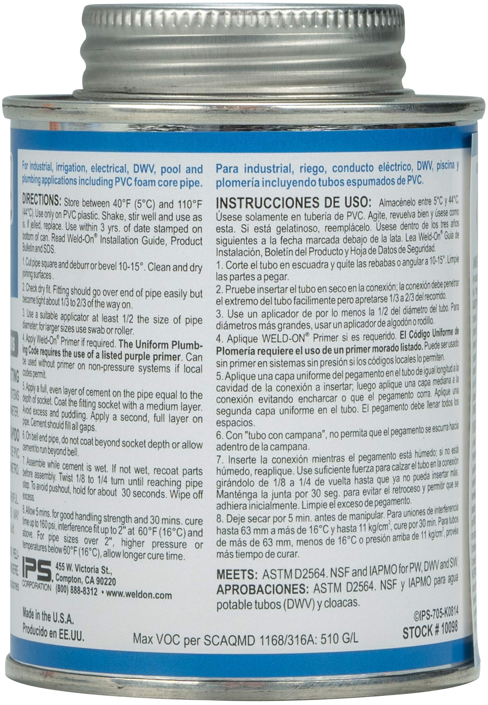 Weld-On PVC Solvent Cement - 1/2 Pint -2 Weld-On PVC Solvent Cement - 1/2 Pint -2