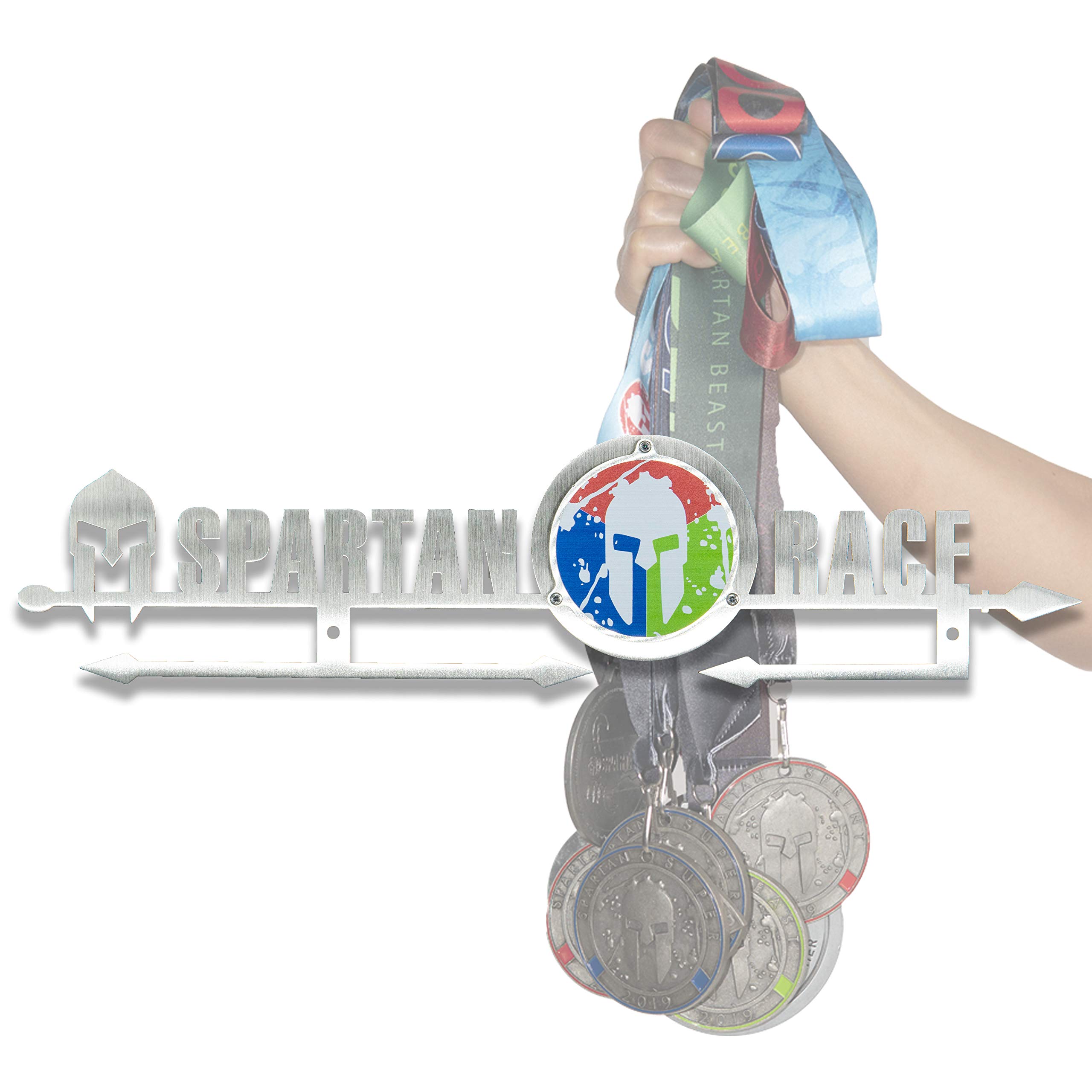 Porta Medaglie Accessori Medal Display da Parete Muro Spartan Race Ocr Medagliere Acciao Inox Spazzolato Trifecta Hanger Gara Medaglia Espositore