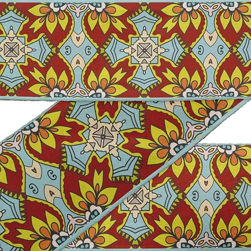 Miniatura 7 de Pink Tiles - Cordones de tela de terciopelo con estampado marroquí, 9 yardas, para manualidades, accesorios de costura, 4 pulgadas