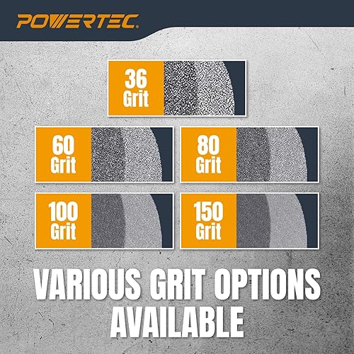 Miniatura 3 de POWERTEC 15523-P2 Muelas abrasivas de banco y pedestal, 8 pulgadas x 1 pulgada, eje 58, grano 150, molinillo de banco de óxido de aluminio para