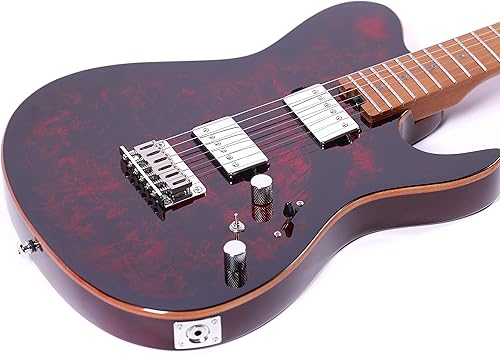 Miniatura 4 de TN2 - Guitarra eléctrica de cuerpo sólido con cuello de arce tostado y cuerpo de caoba (rojo)